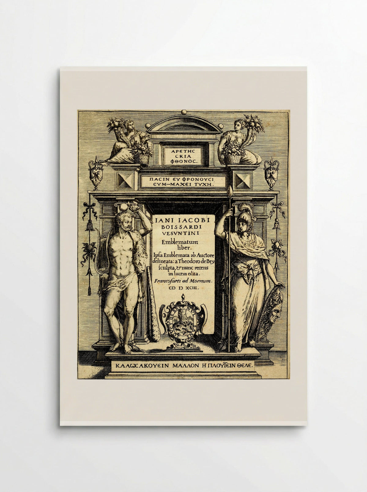 Title Page for Emblematum Liber - Theodor de Bry - Poster