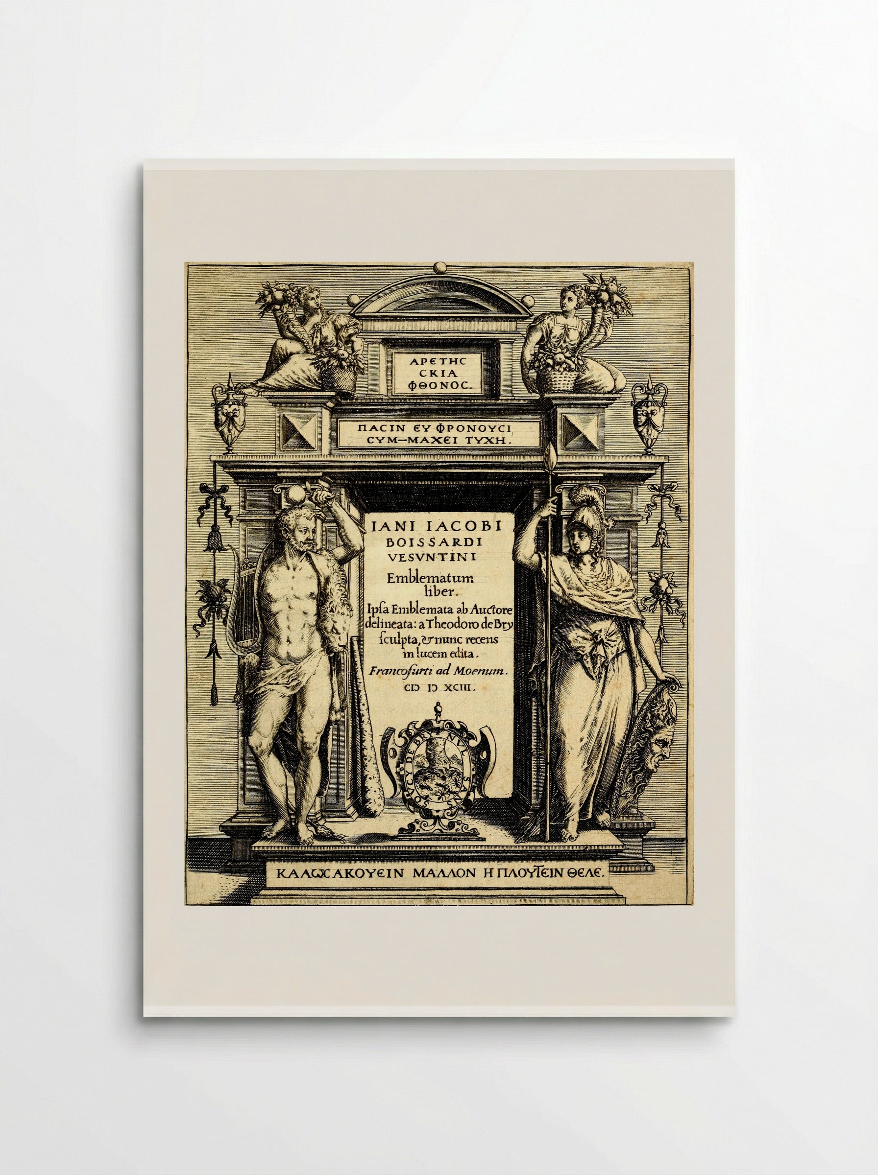 Title Page for Emblematum Liber - Theodor de Bry - Poster