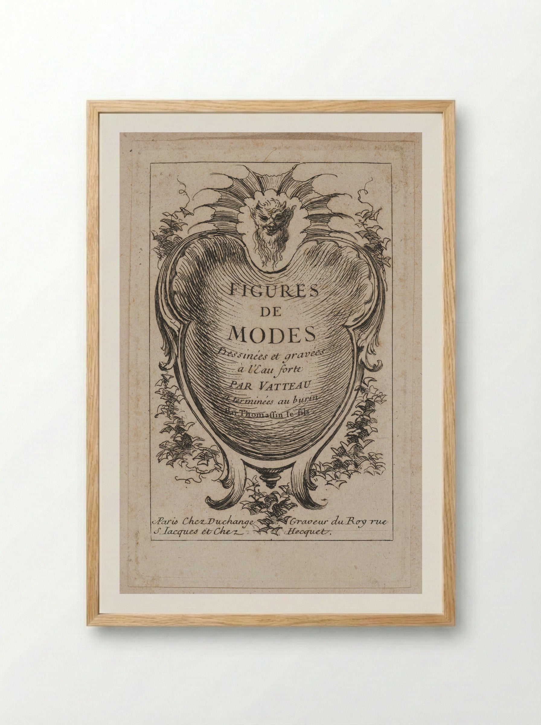 Title Page for Figures de Modes - Jean-Antoine Watteau - Framed Print Wood
