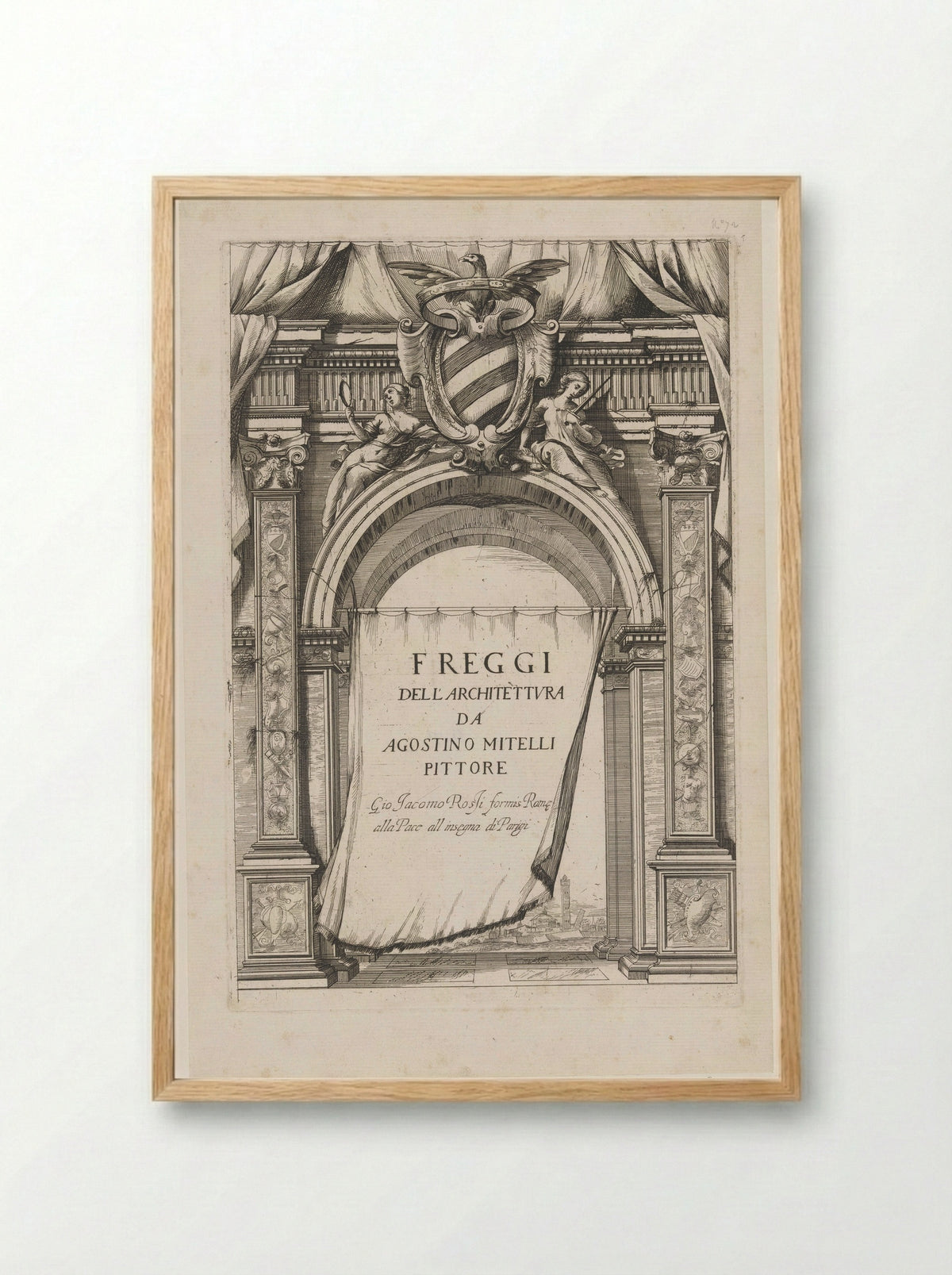 Title Page for Freggi dell'Architettura - Agostino Mitelli - Framed Print Wood