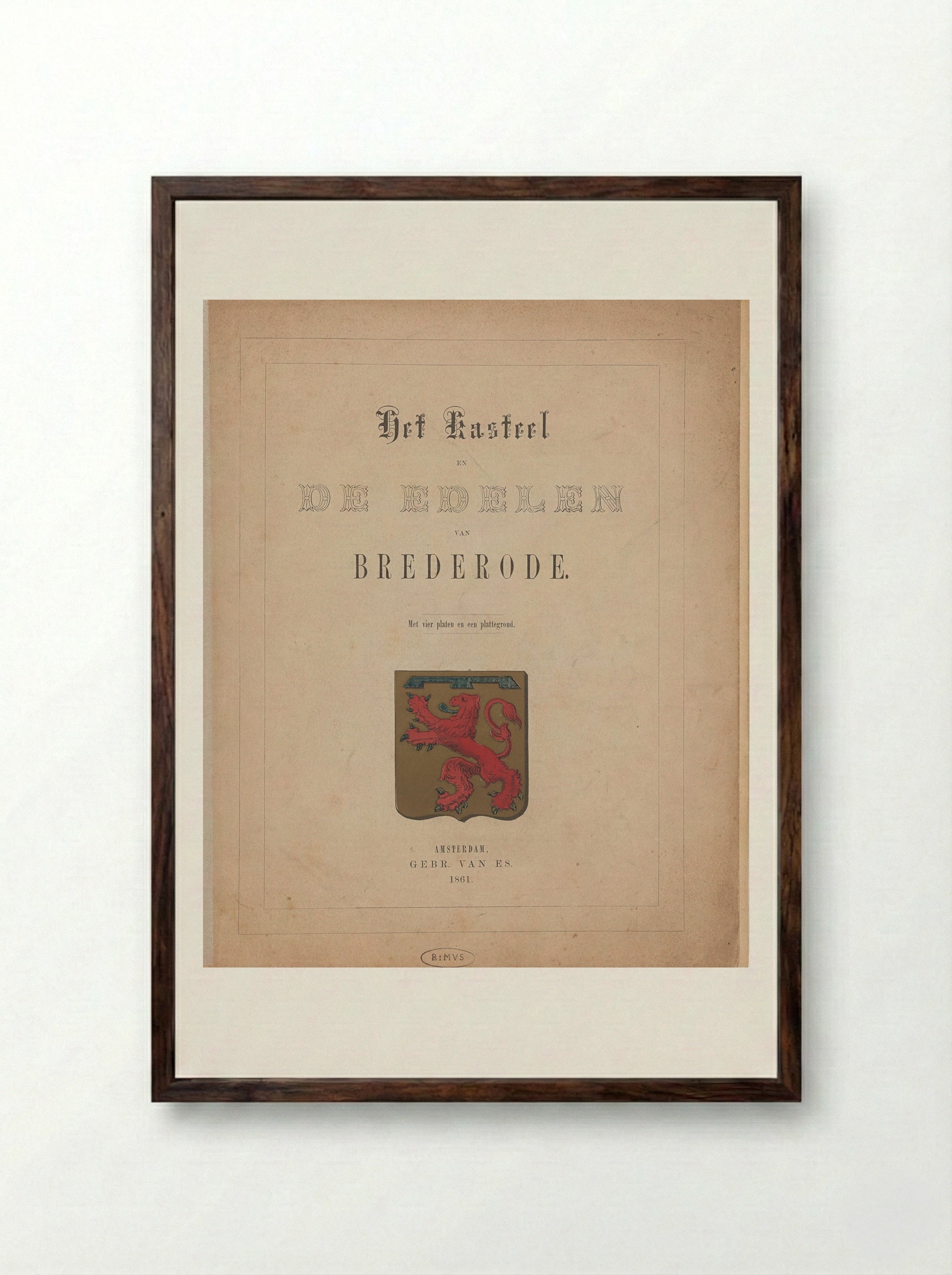 Title Page for Het kasteel en de edelen van Brederode - Isaac Weissenbruch - Framed Print Dark Wood