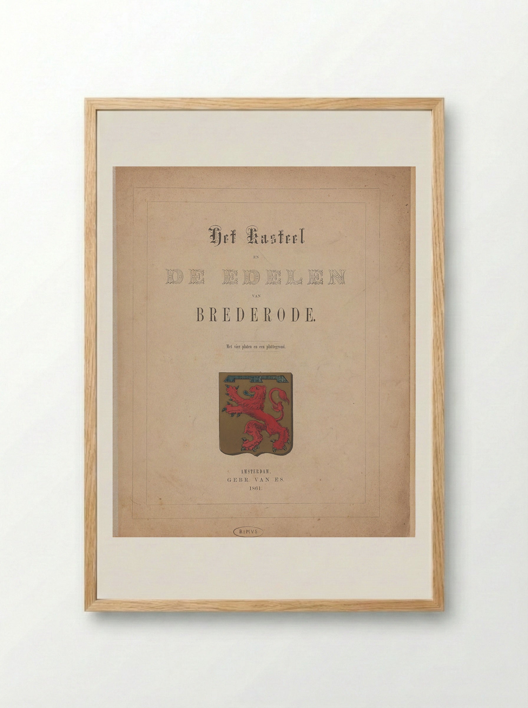Title Page for Het kasteel en de edelen van Brederode - Isaac Weissenbruch - Framed Print Wood