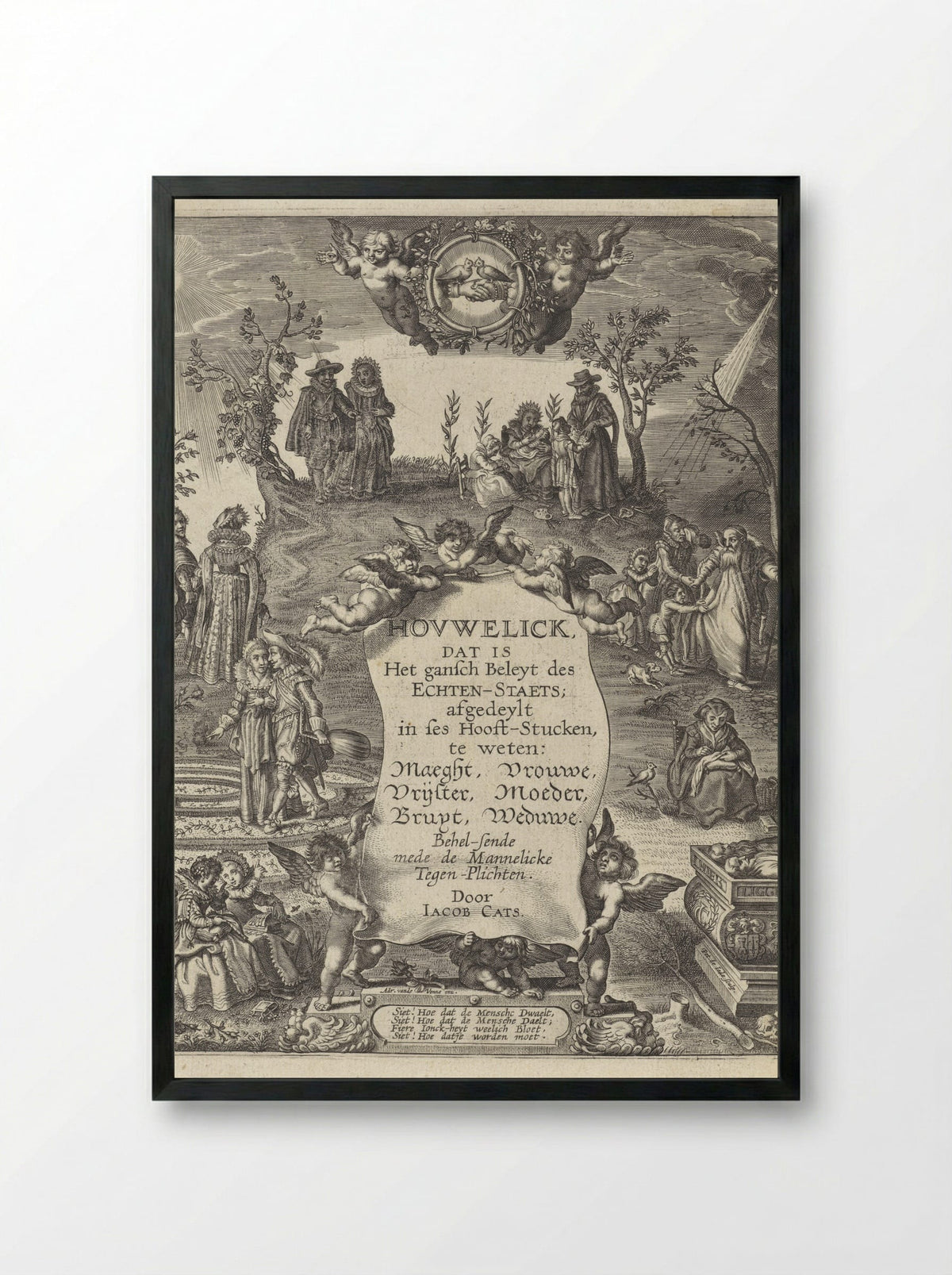 Title Page for Hovwelick - Adriaen van de Venne - Framed Print Black