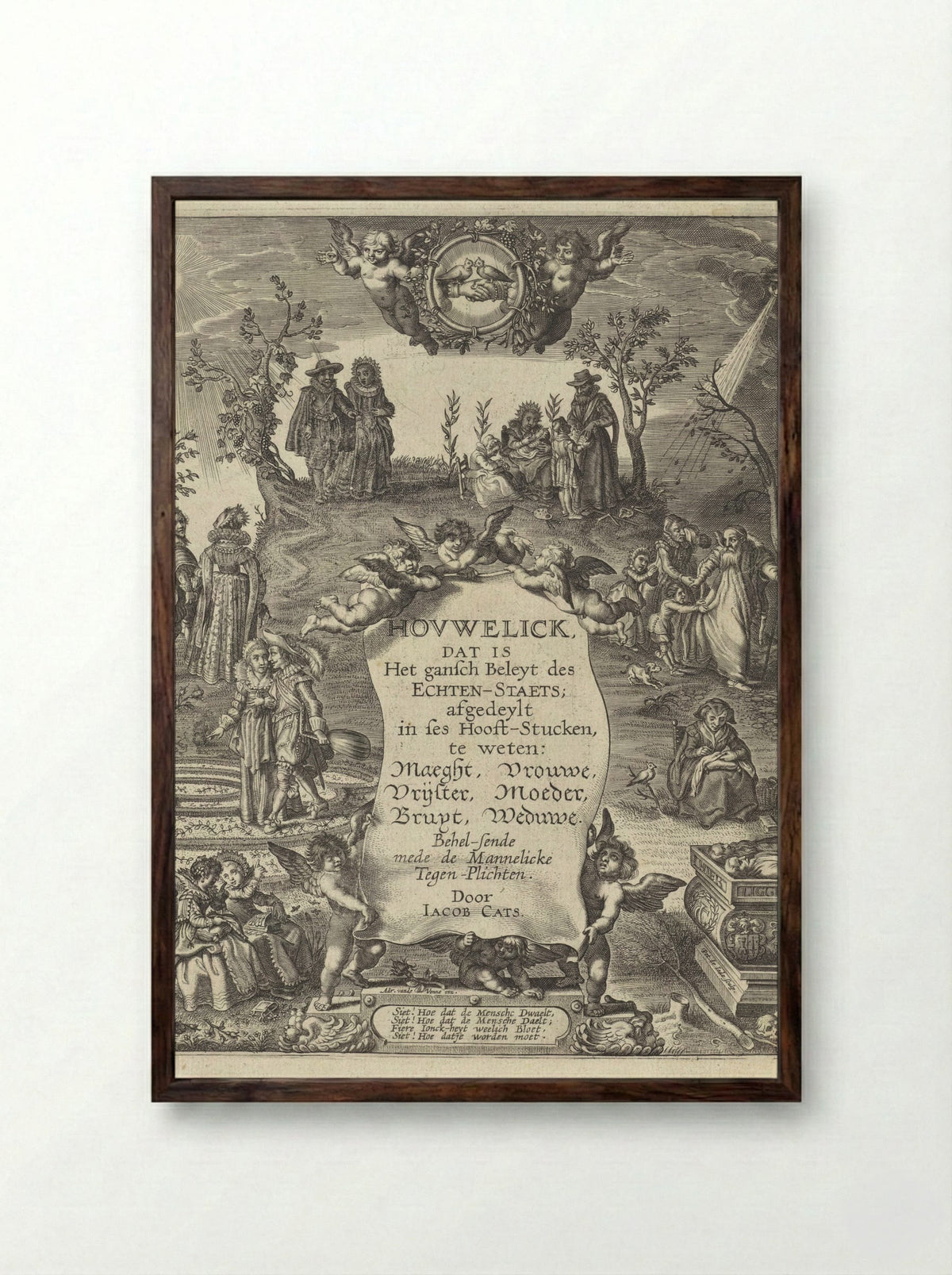 Title Page for Hovwelick - Adriaen van de Venne - Framed Print Dark Wood