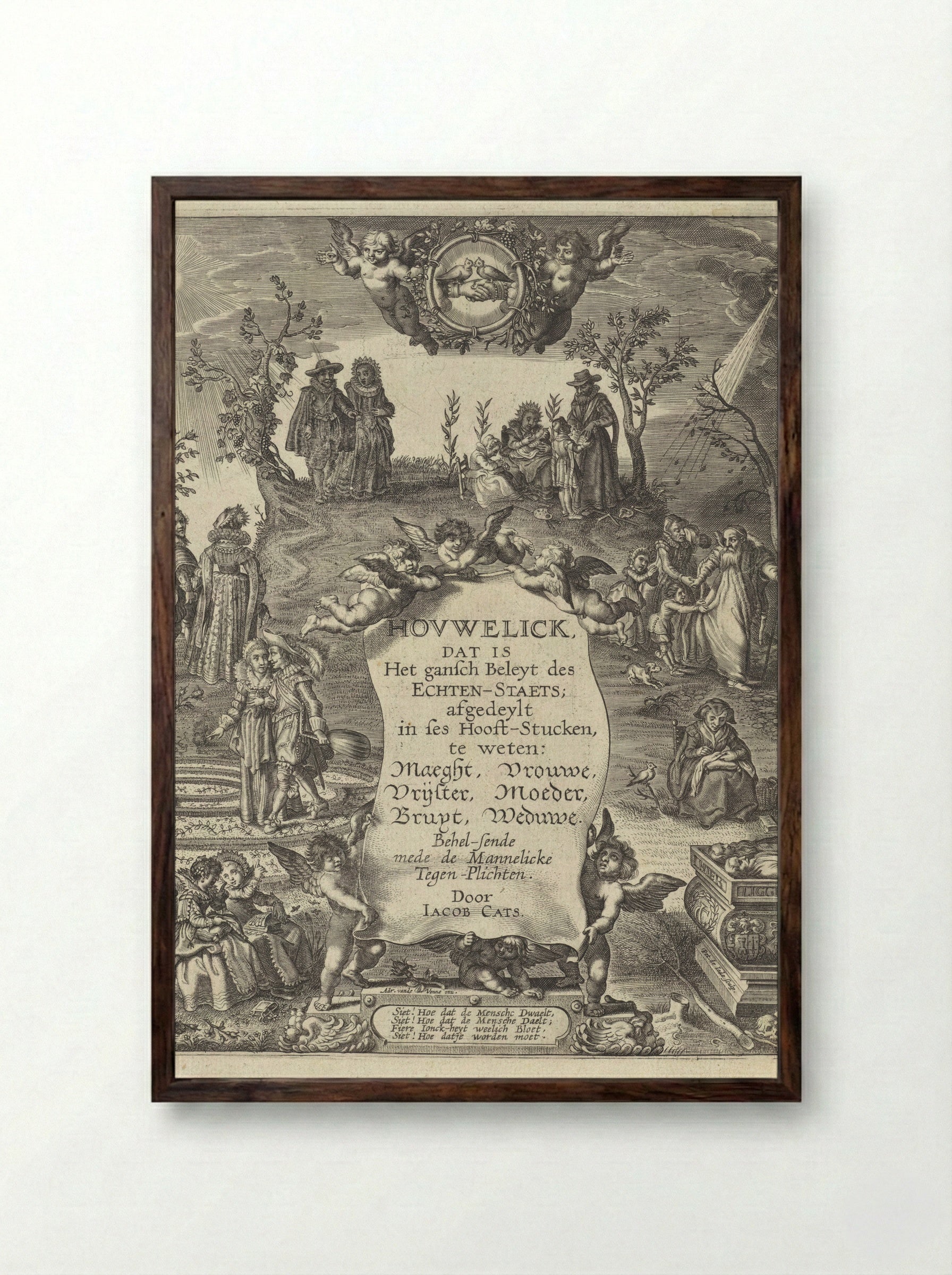 Title Page for Hovwelick - Adriaen van de Venne - Framed Print Dark Wood