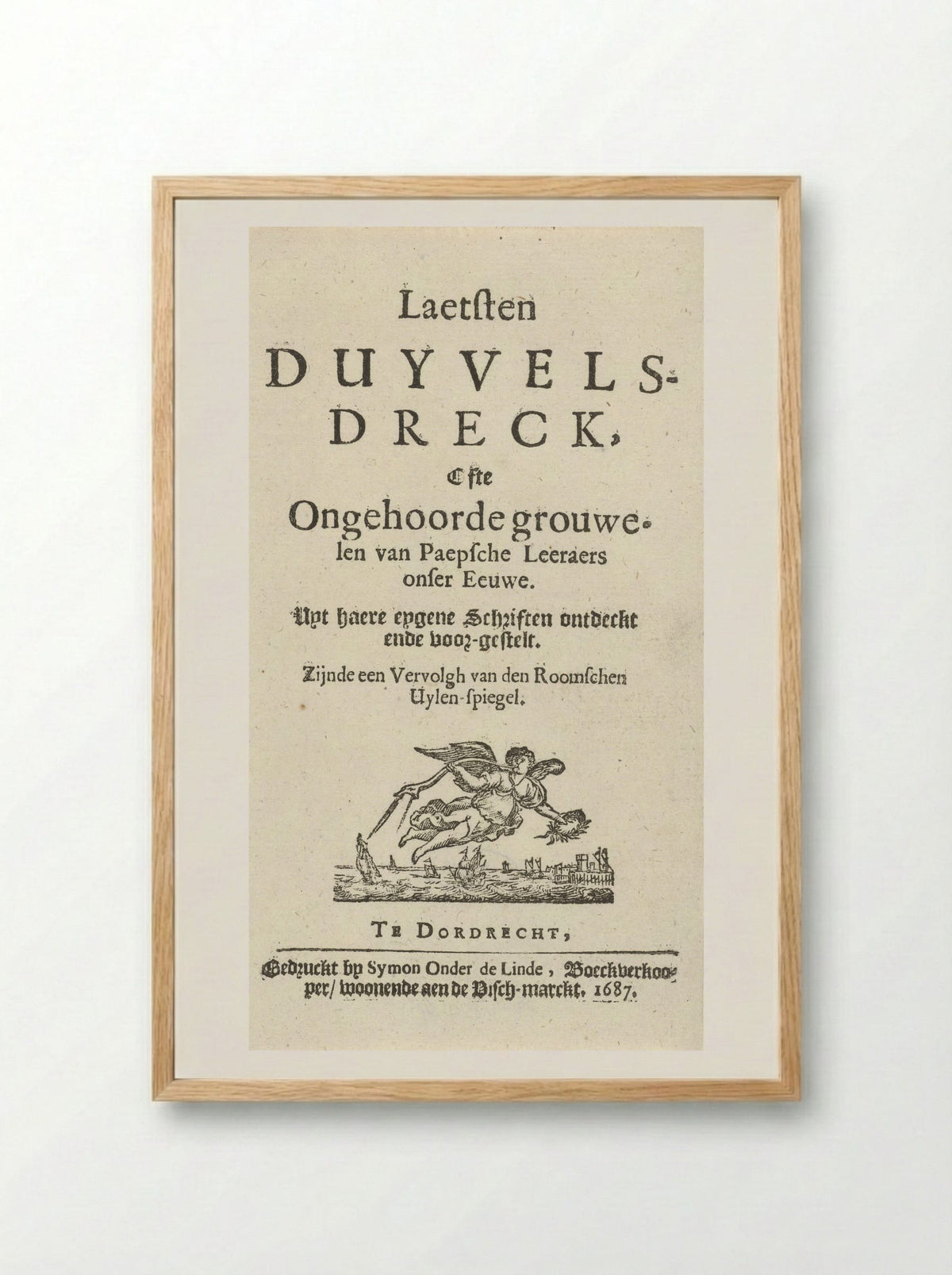 Title Page for J. Lydius, Laetsten duyvels-dreck - Arnold Houbraken - Framed Print Wood
