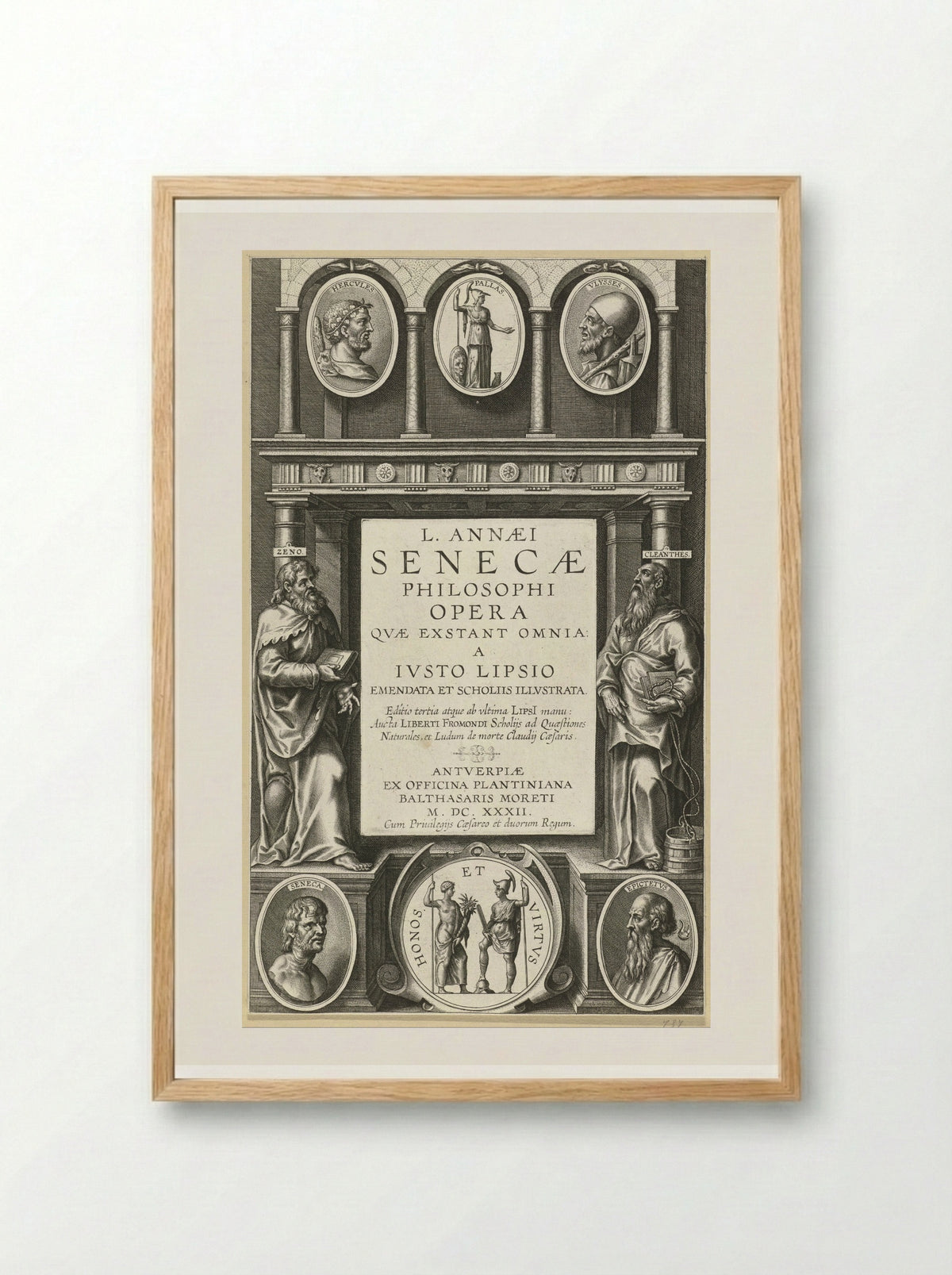 Title Page for L. Annaei Senecae Philosophi Opera - Theodoor Galle - Framed Print Wood