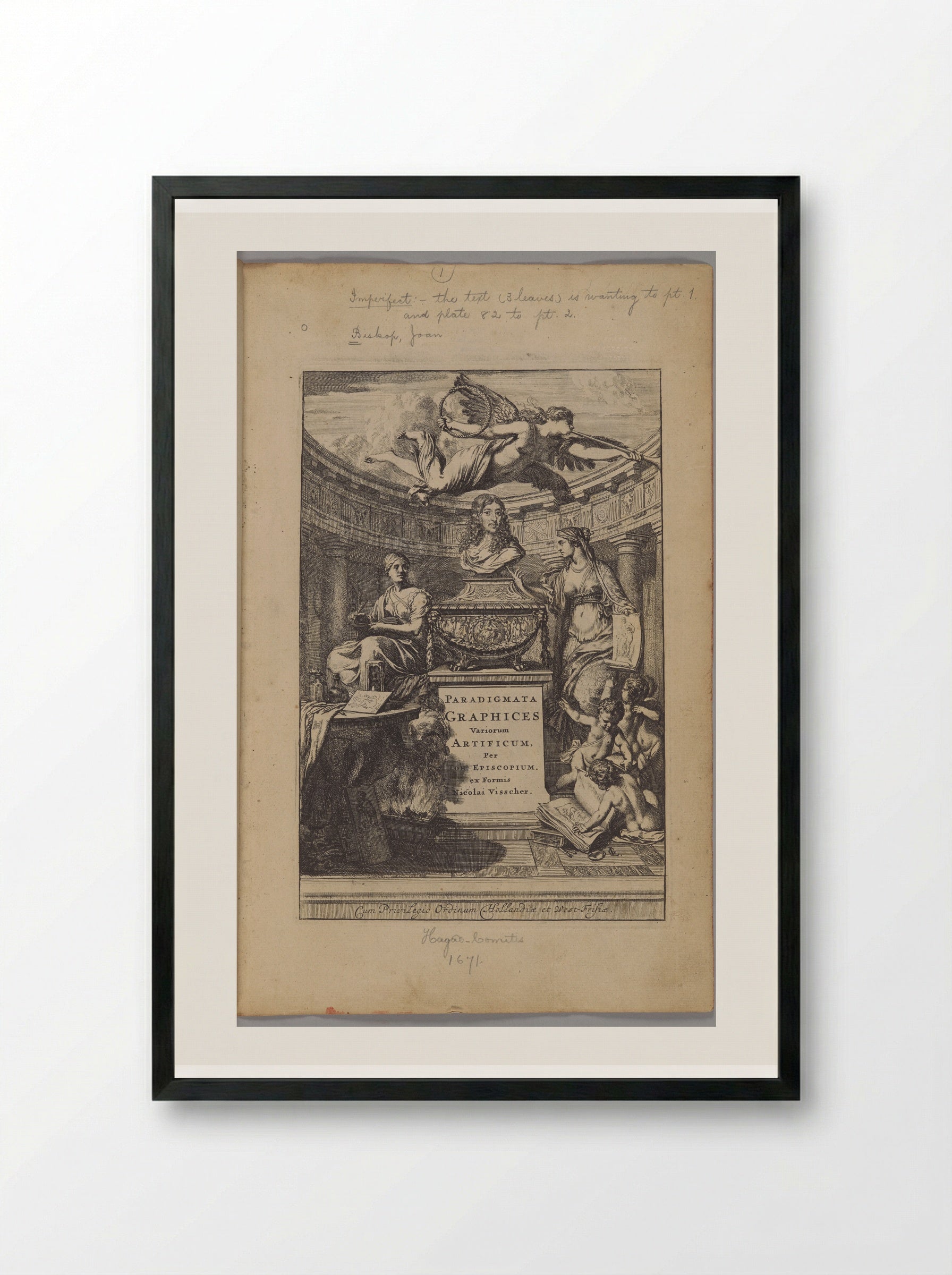 Title Page for Paradigmata Graphices - Gérard de Lairesse - Framed Print Black