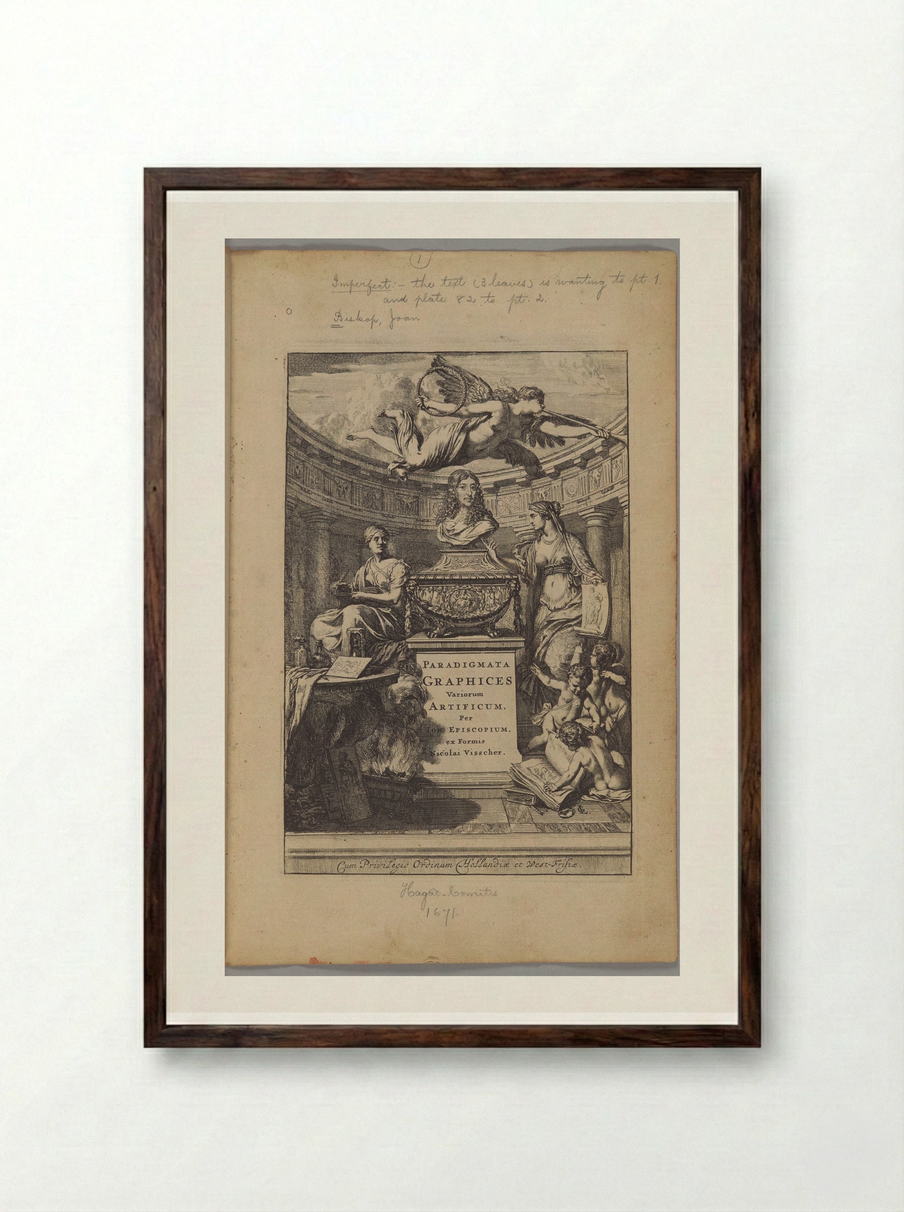 Title Page for Paradigmata Graphices - Gérard de Lairesse - Framed Print Dark Wood