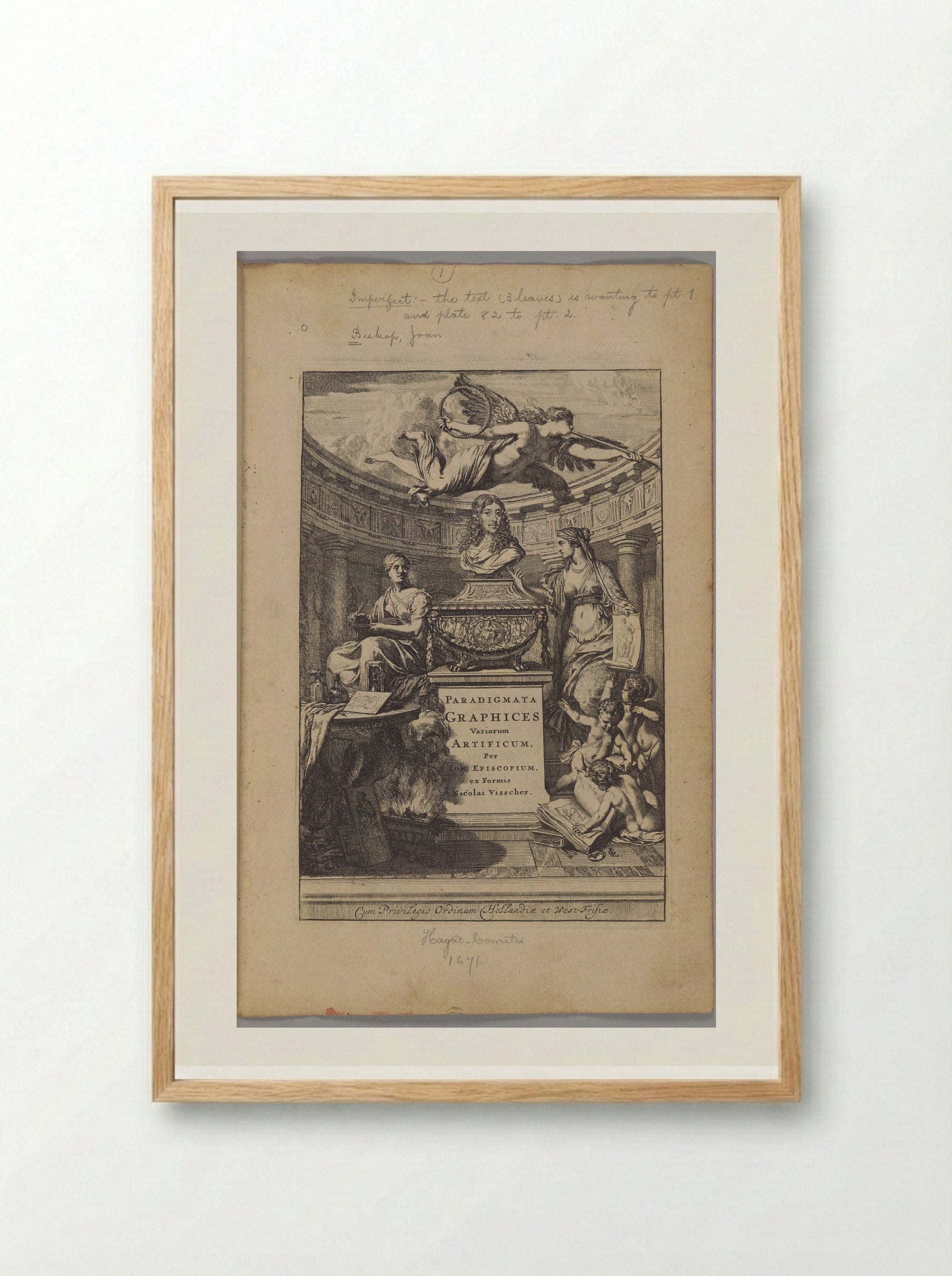 Title Page for Paradigmata Graphices - Gérard de Lairesse - Framed Print Wood