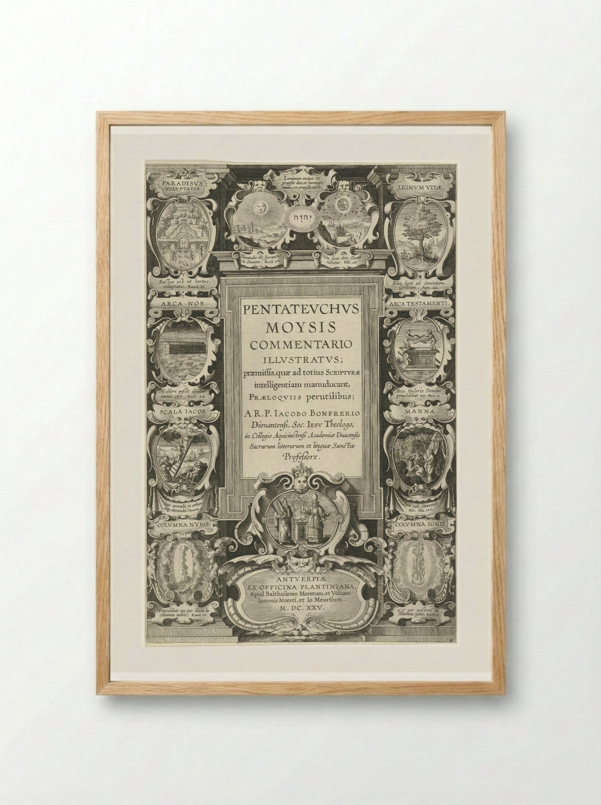 Title Page for Pentateuchus Moysis Commentario Illustratus - Theodoor Galle - Framed Print Wood