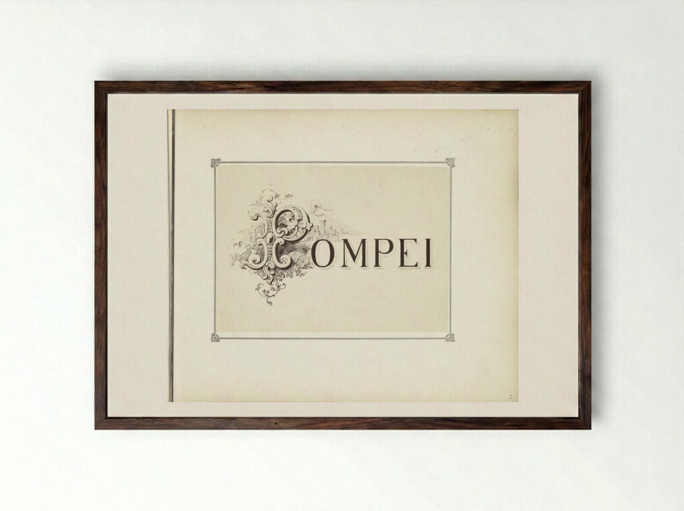 Title Page for Pompei Album - Giorgio Sommer - Framed Print Dark Wood