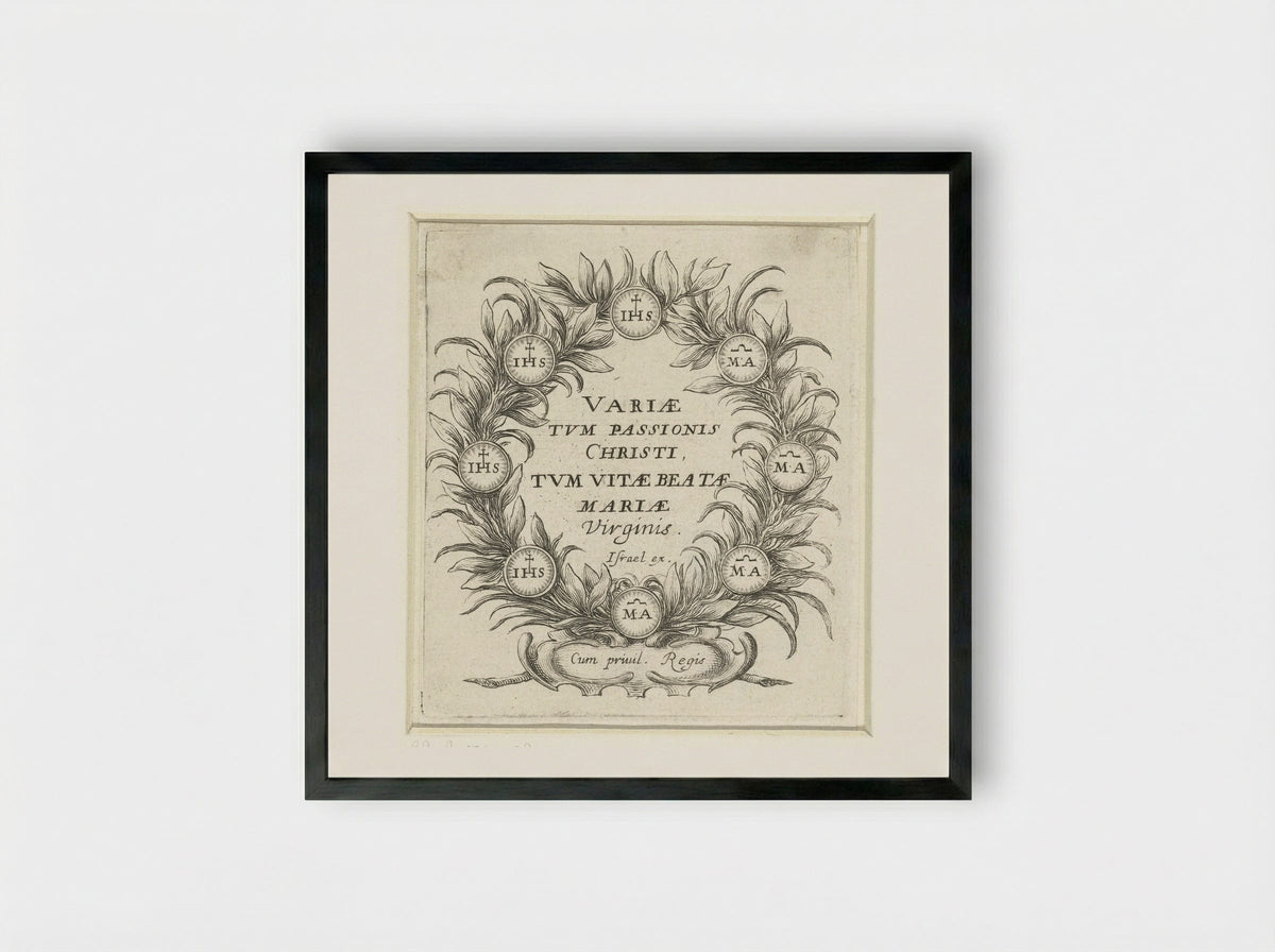 Title Page for Scenes from the Passion and the Life of the Virgin - Abraham Bosse - Framed Print Black