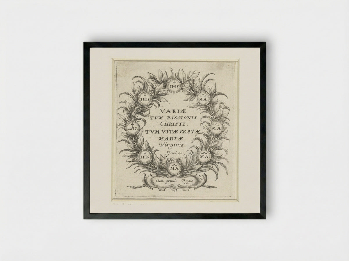 Title Page for Scenes from the Passion and the Life of the Virgin - Abraham Bosse - Framed Print Black