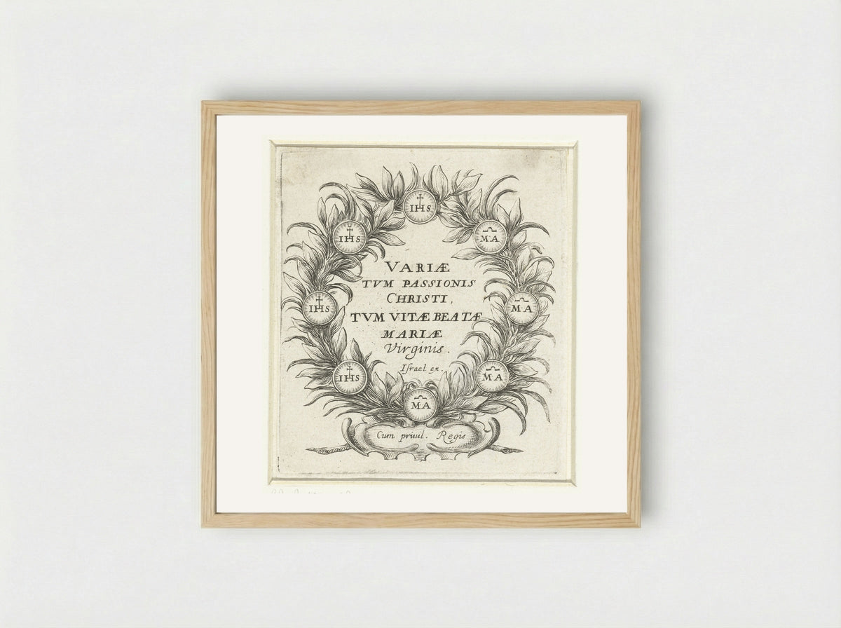 Title Page for Scenes from the Passion and the Life of the Virgin - Abraham Bosse - Framed Print Wood