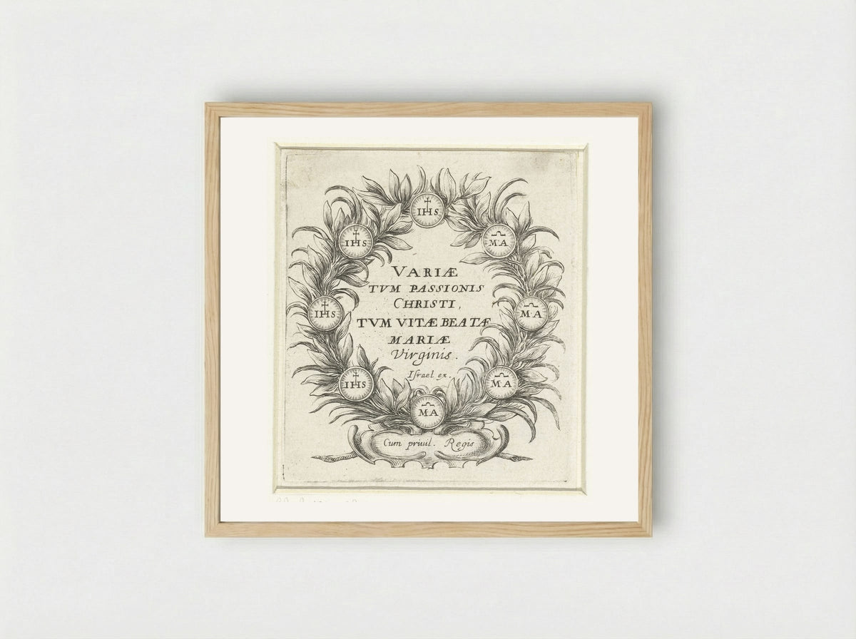 Title Page for Scenes from the Passion and the Life of the Virgin - Abraham Bosse - Framed Print Wood
