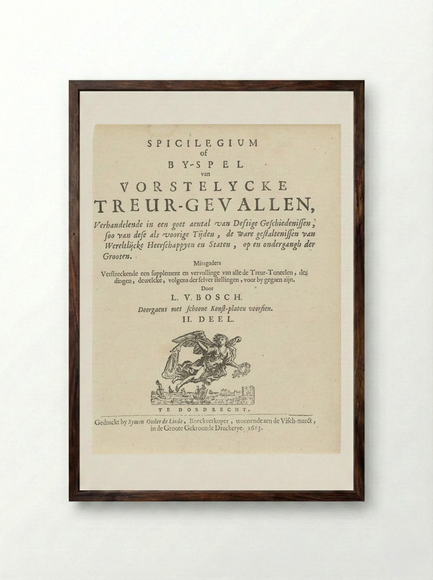 Title Page for Spicilegium - Arnold Houbraken - Framed Print Dark Wood