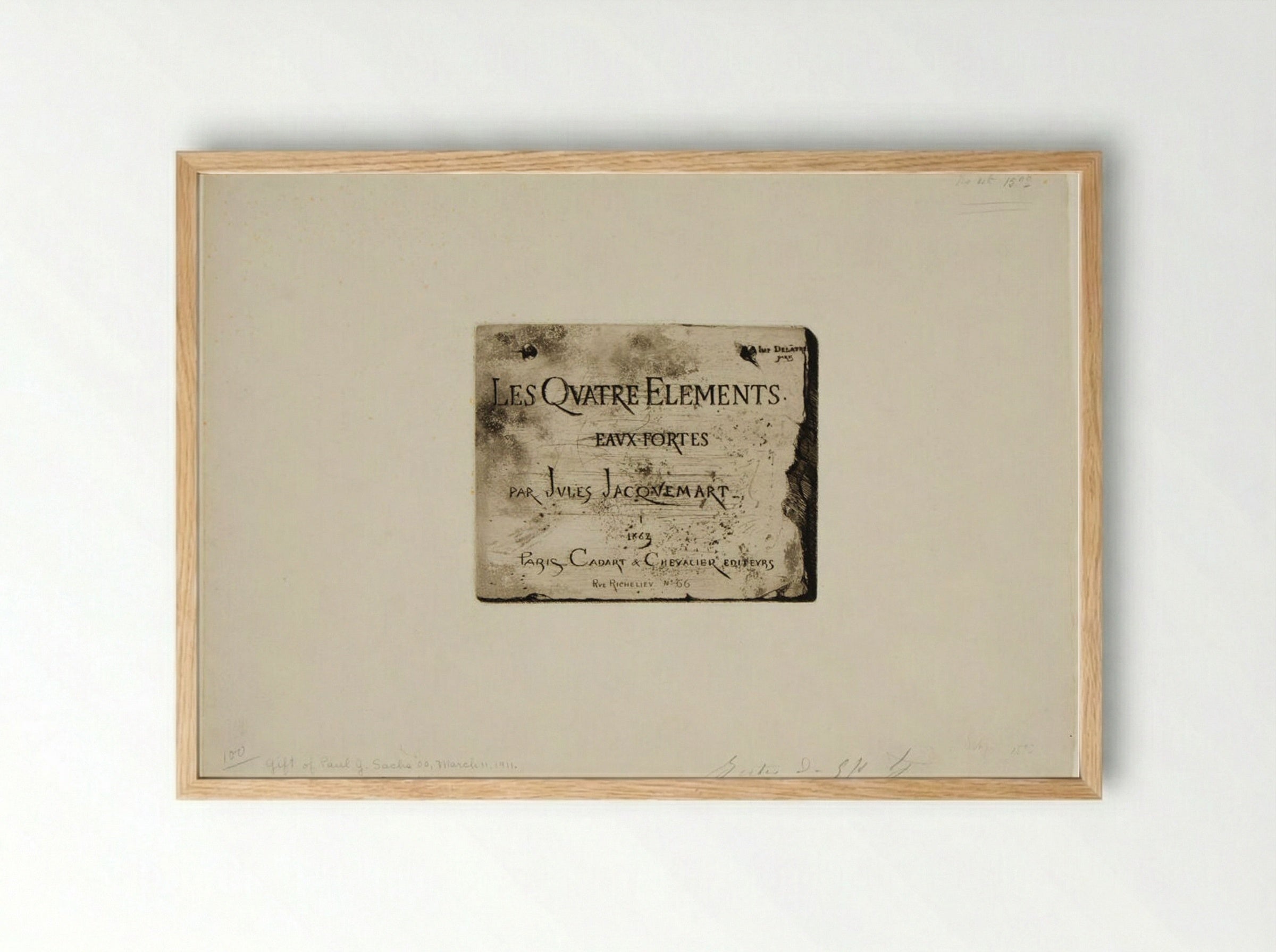 Title Page for The Four Elements - Jules Ferdinand Jacquemart - Framed Print Wood