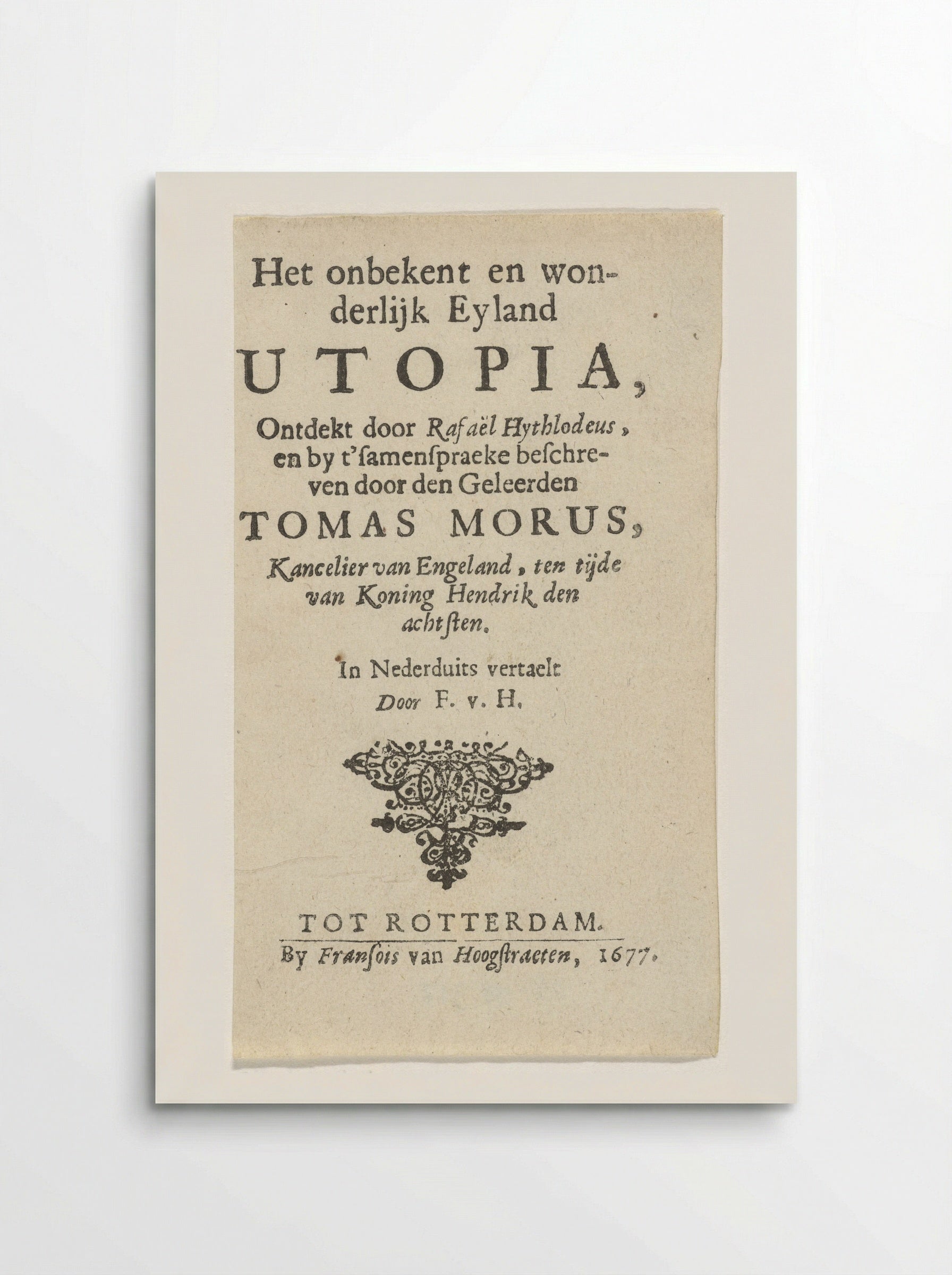 Title Page for Thomas More's Utopia - Arnold Houbraken - Poster