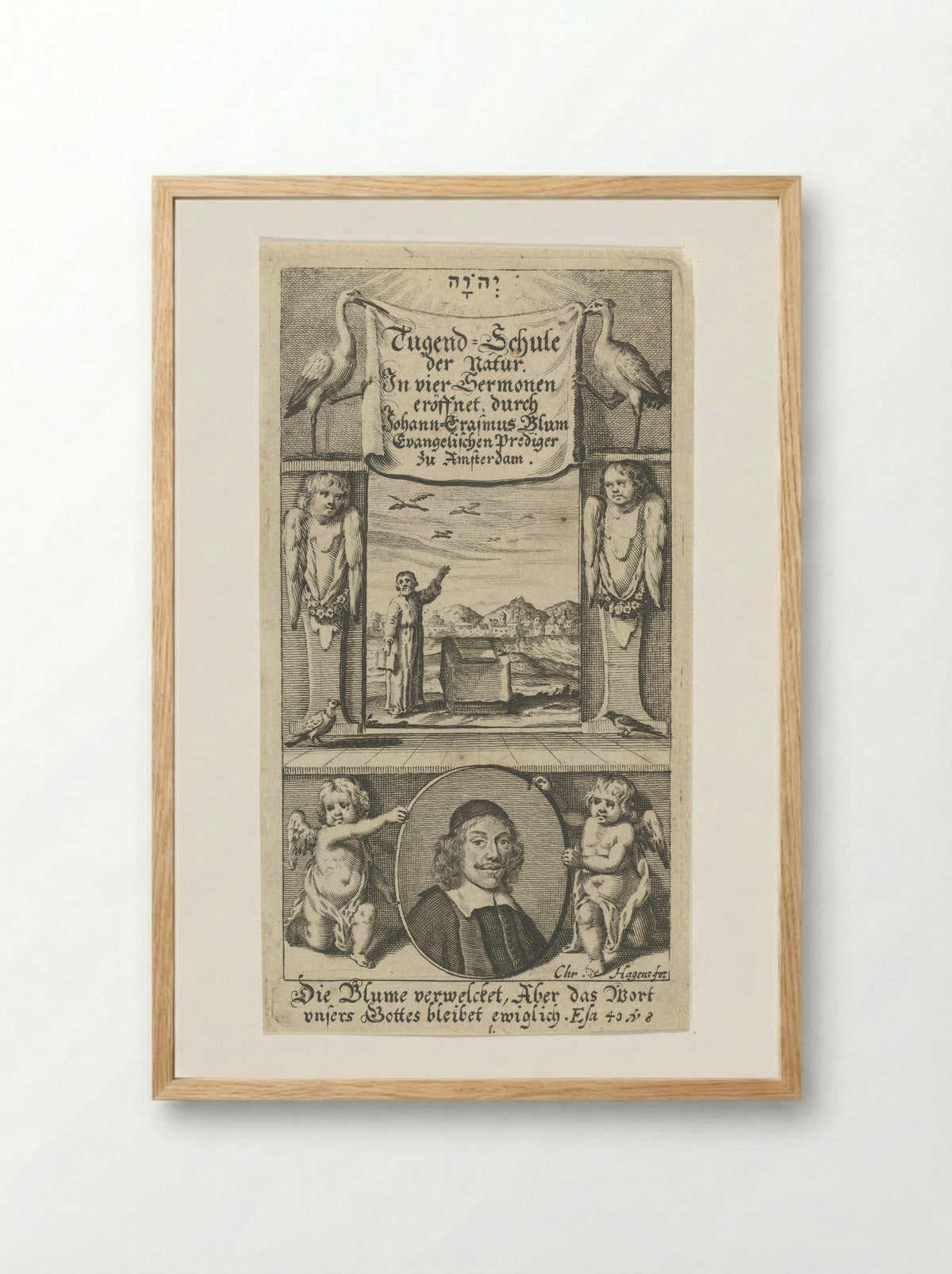 Title Page for Tugend-Schule der Natur - Christoffel Cunradus - Framed Print Wood