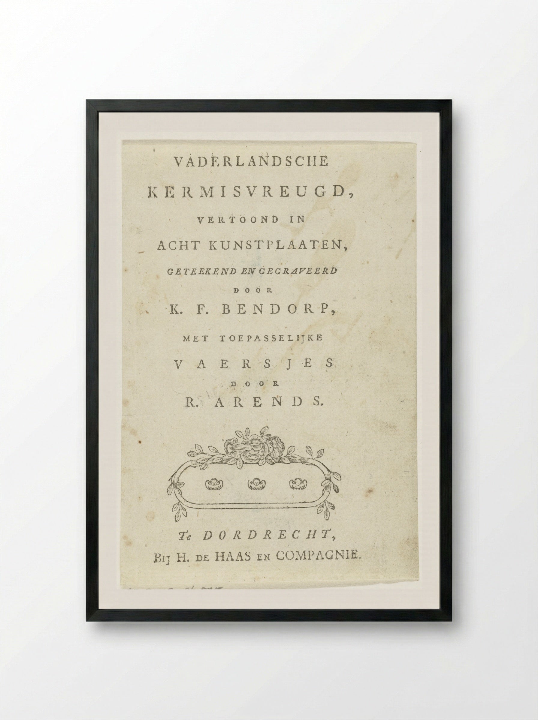 Title Page for Vaderlandsche Kermisvreugd - Carel Frederik Bendorp (I) - Framed Print Black