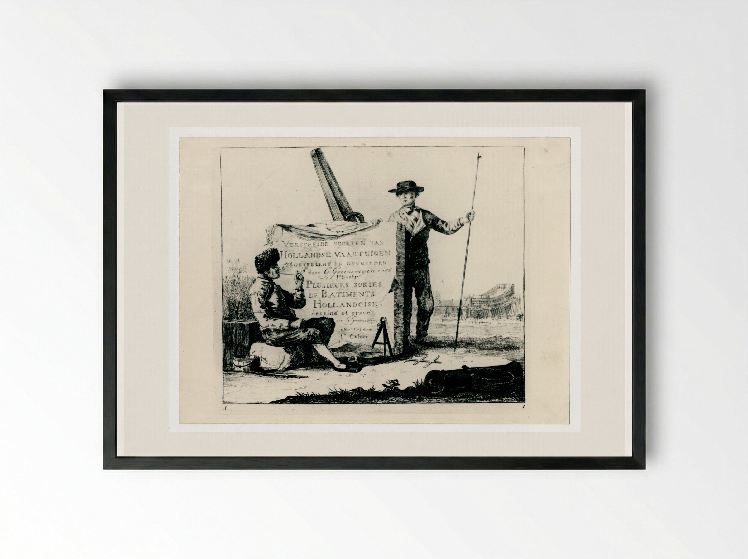 Title Page for Verscheide Soorten van Hollandse Vaartuigen - Gerrit Groenewegen - Framed Print Black