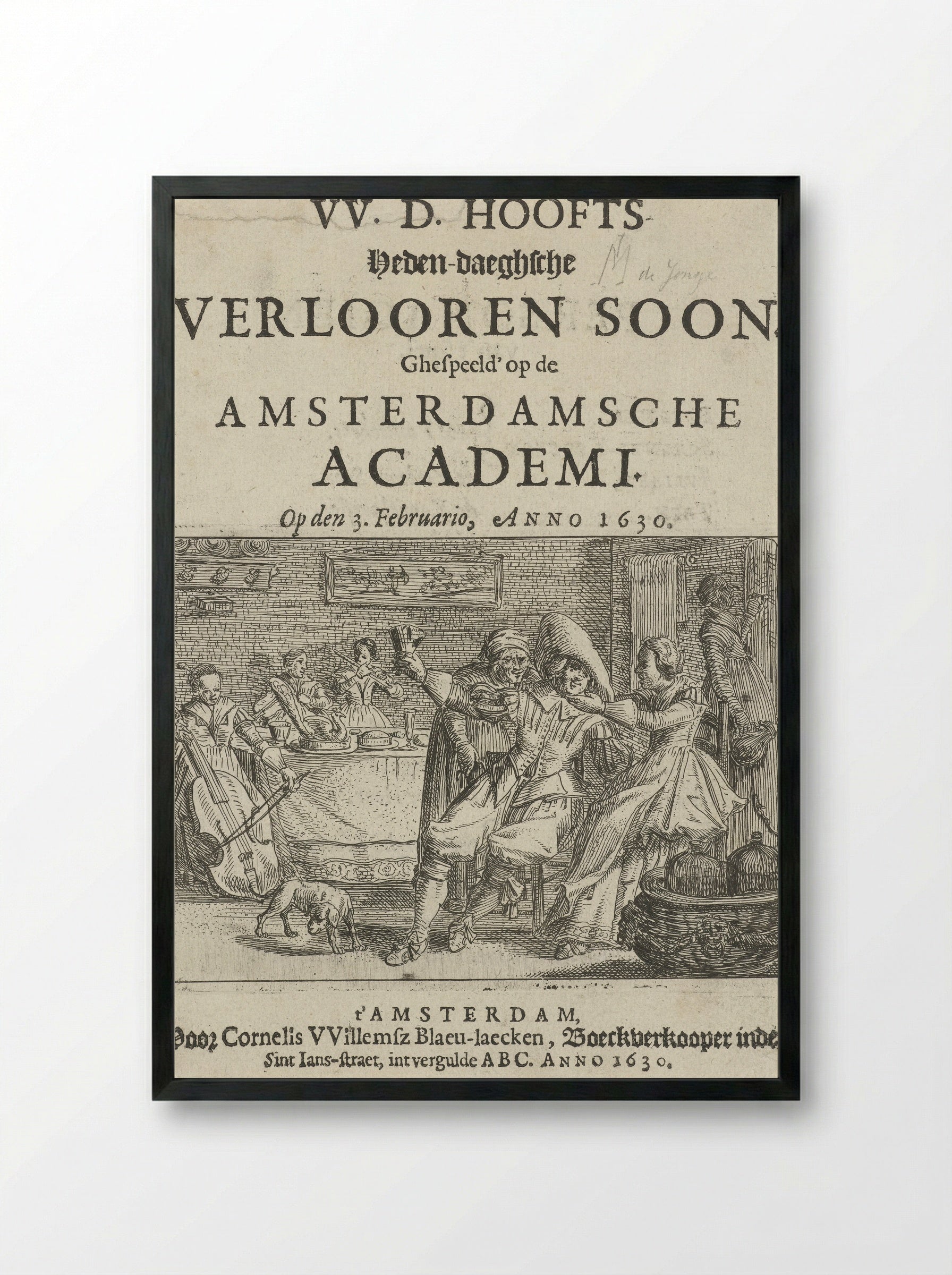 Title Page for W.D. Hooft's Hedendaagse Verloren Soon - Jan Martens de Jonge - Framed Print Black