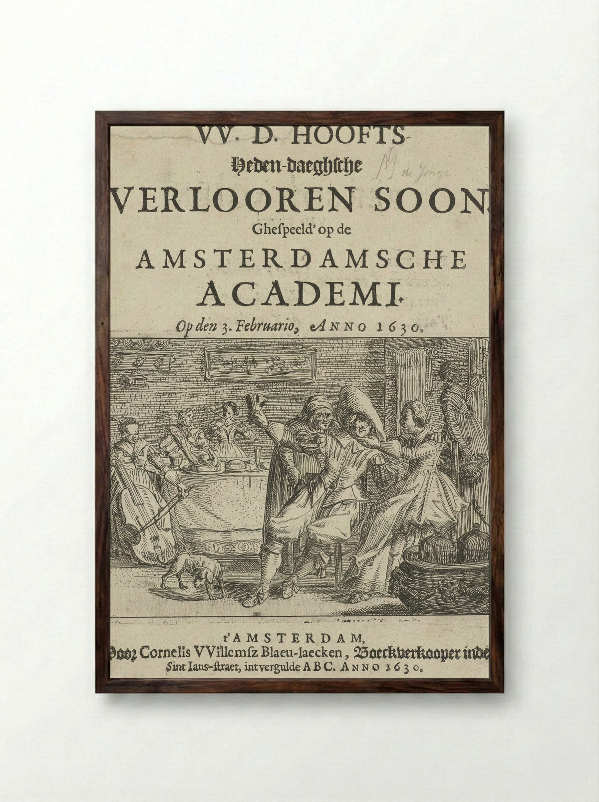 Title Page for W.D. Hooft's Hedendaagse Verloren Soon - Jan Martens de Jonge - Framed Print Dark Wood