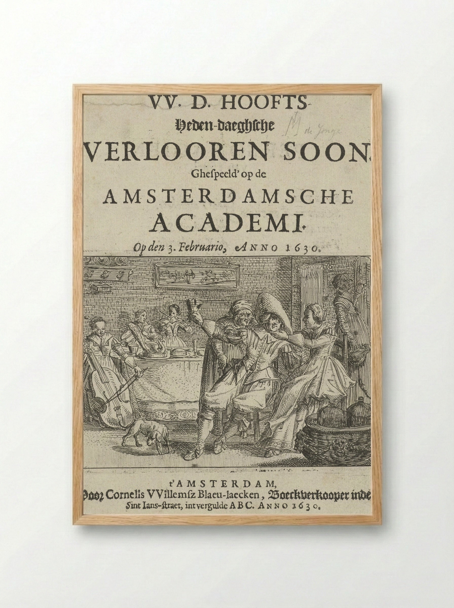 Title Page for W.D. Hooft's Hedendaagse Verloren Soon - Jan Martens de Jonge - Framed Print Wood