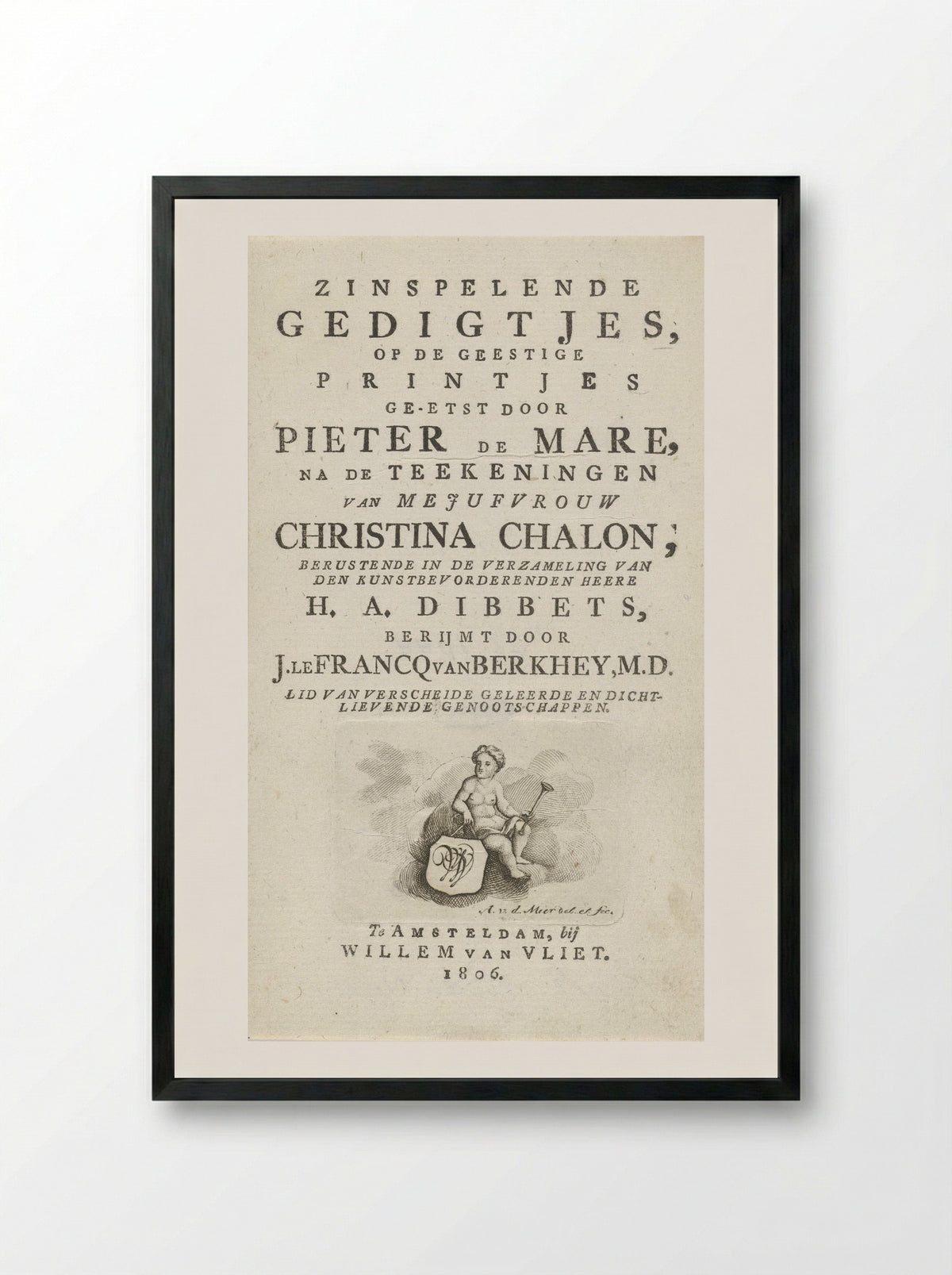 Title Page for Zinspelende Gedigtjes - Pieter de Mare - Framed Print Black