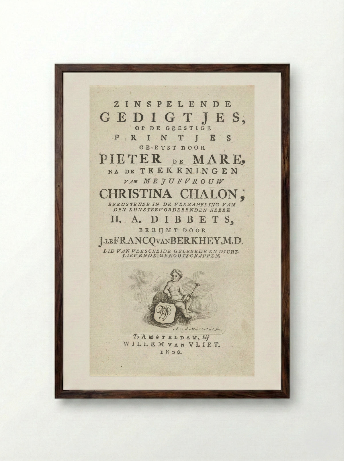 Title Page for Zinspelende Gedigtjes - Pieter de Mare - Framed Print Dark Wood