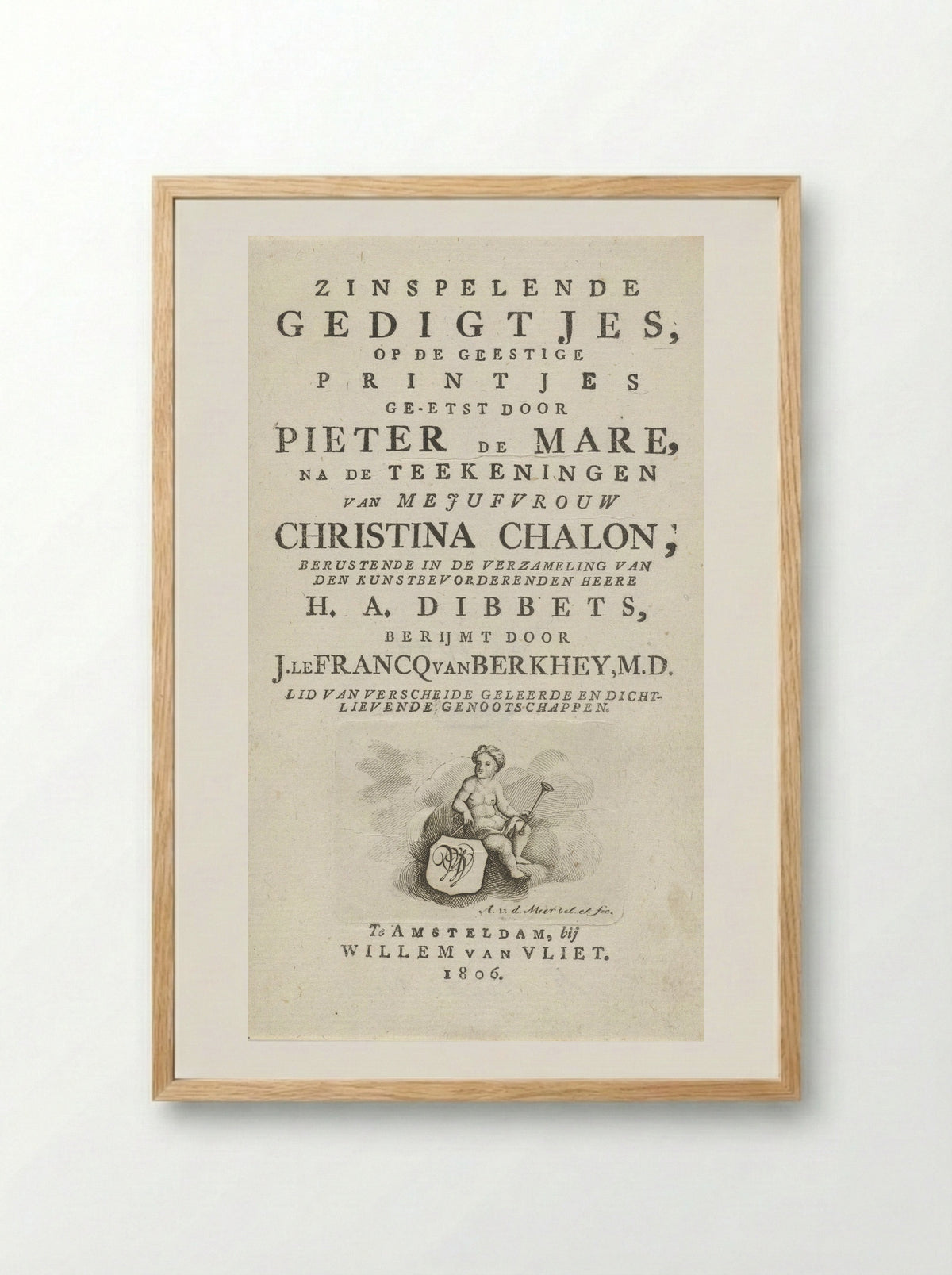 Title Page for Zinspelende Gedigtjes - Pieter de Mare - Framed Print Wood