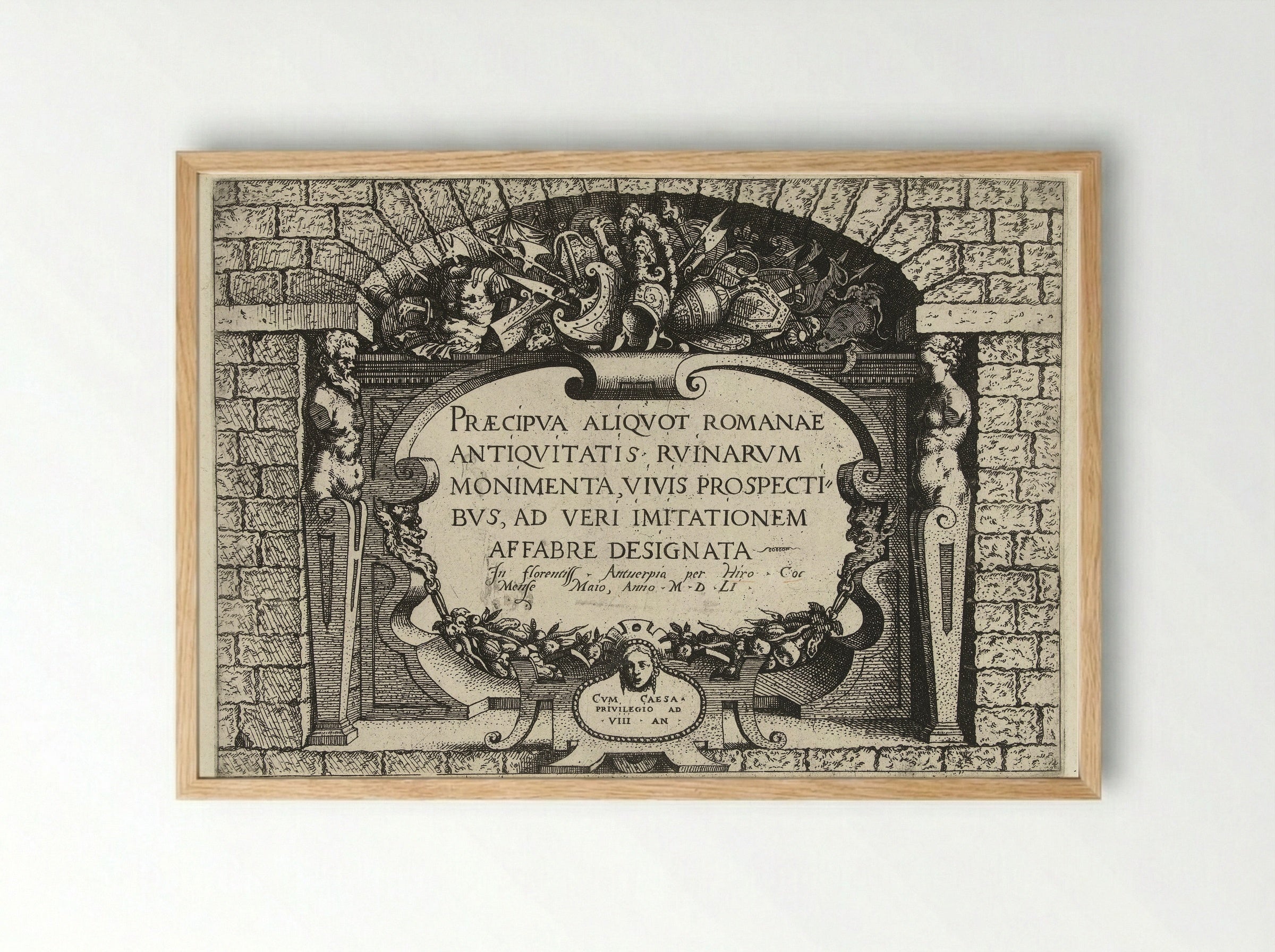 Title Page for a Series of Roman Ruins - Hieronymus Cock - Framed Print Wood