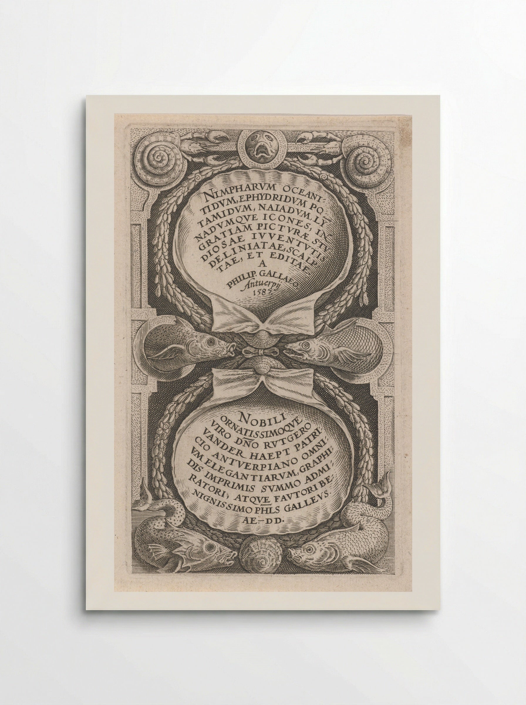 Title Page for a Series of Water Nymphs - Philips Galle - Poster