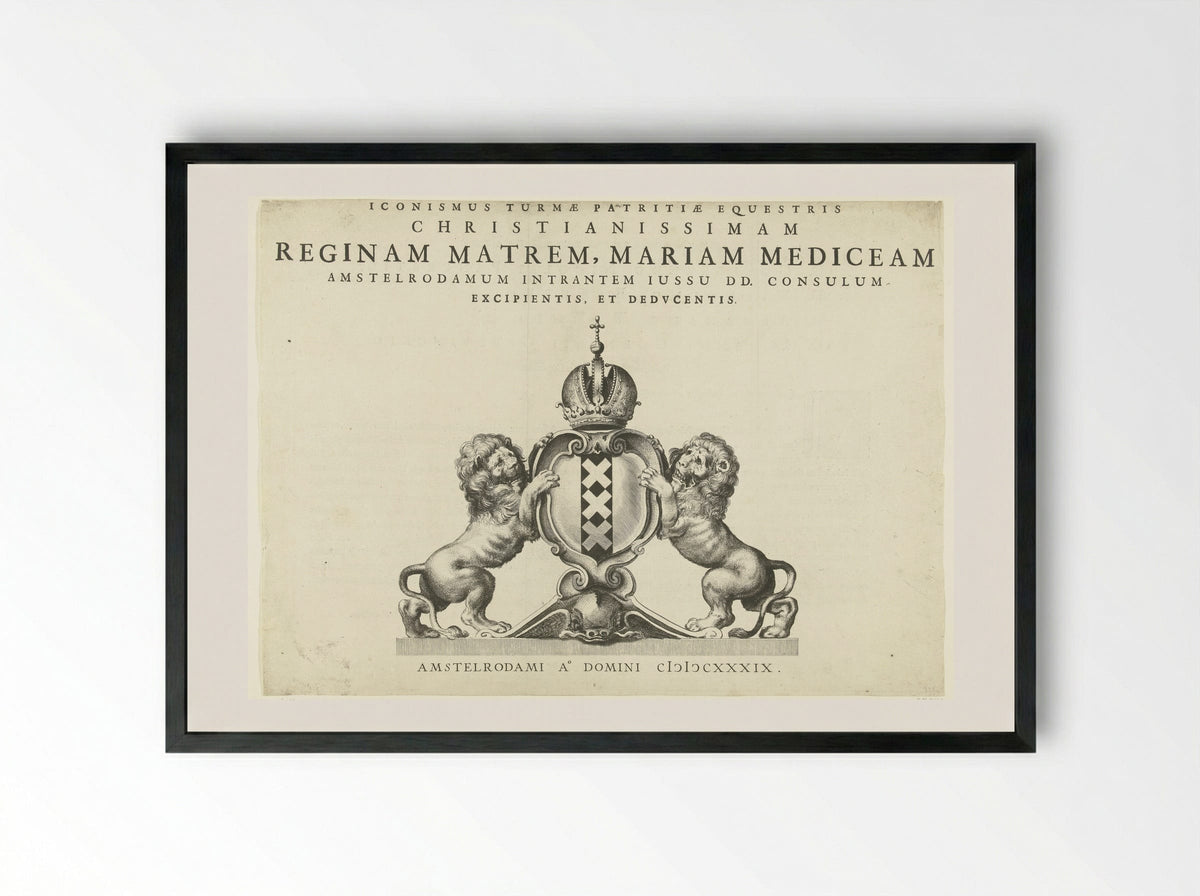 Title Page for the Entry of Maria de' Medici into Amsterdam - Pieter Nolpe - Framed Print Black