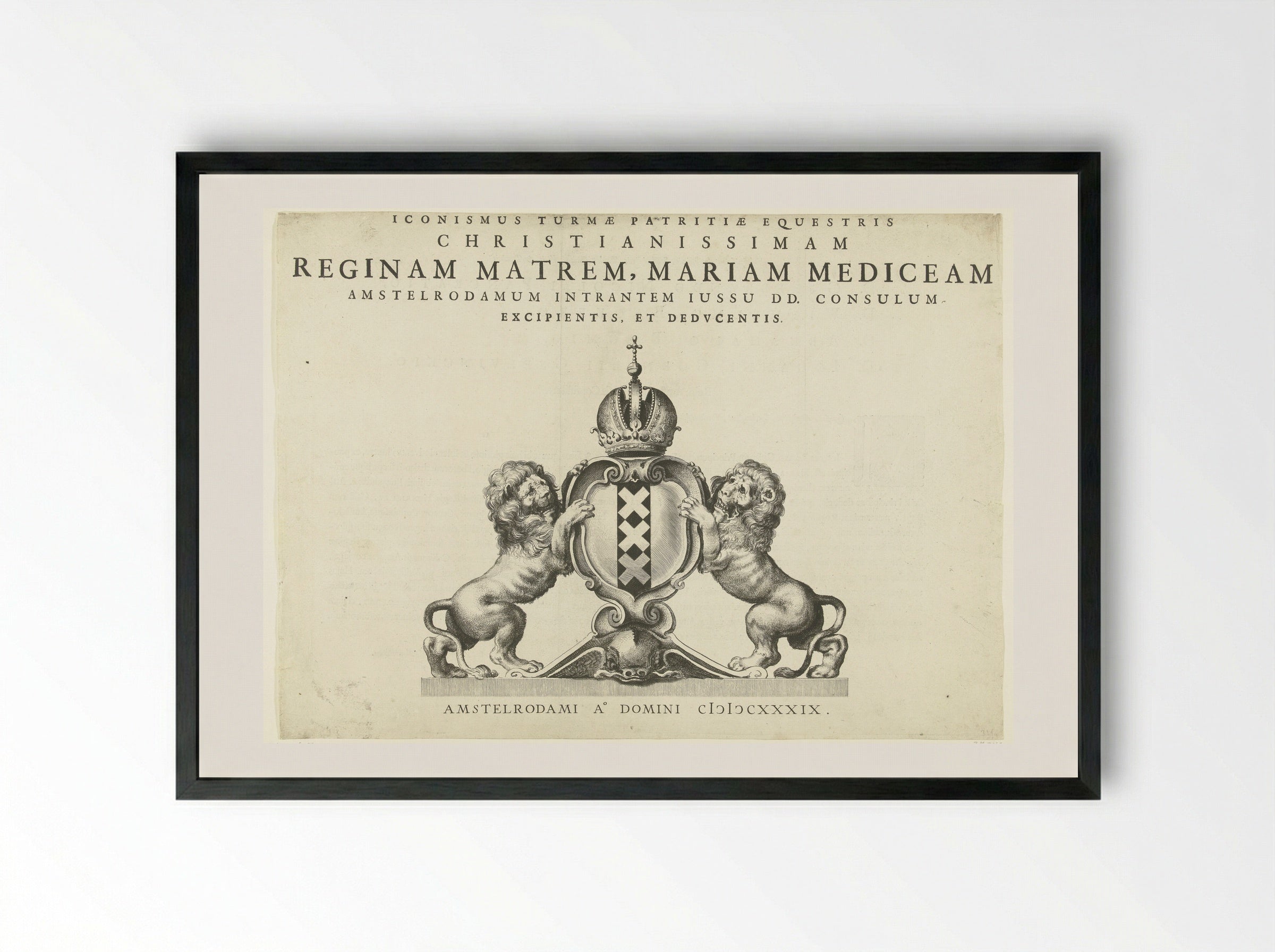 Title Page for the Entry of Maria de' Medici into Amsterdam - Pieter Nolpe - Framed Print Black