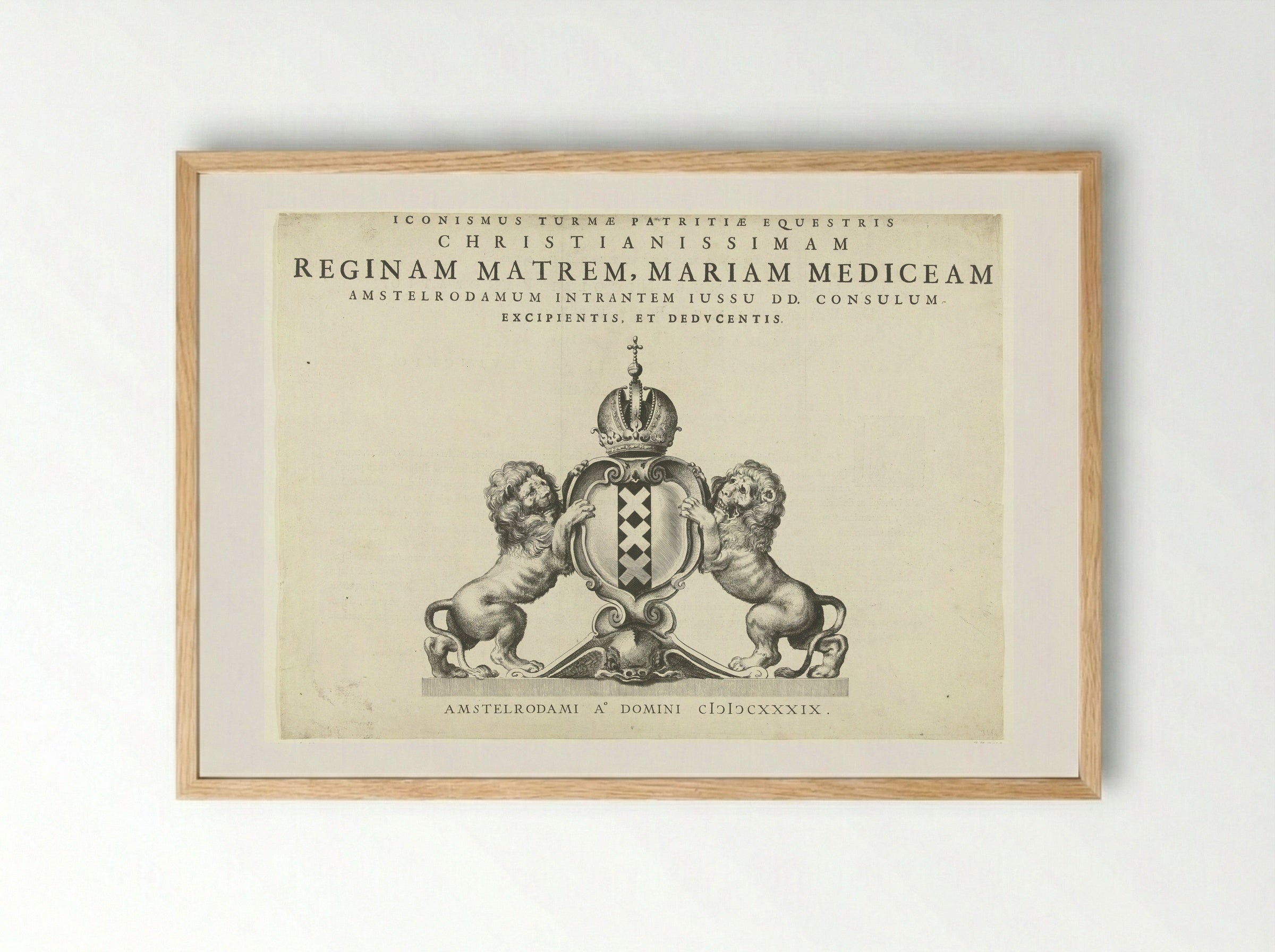 Title Page for the Entry of Maria de' Medici into Amsterdam - Pieter Nolpe - Framed Print Wood