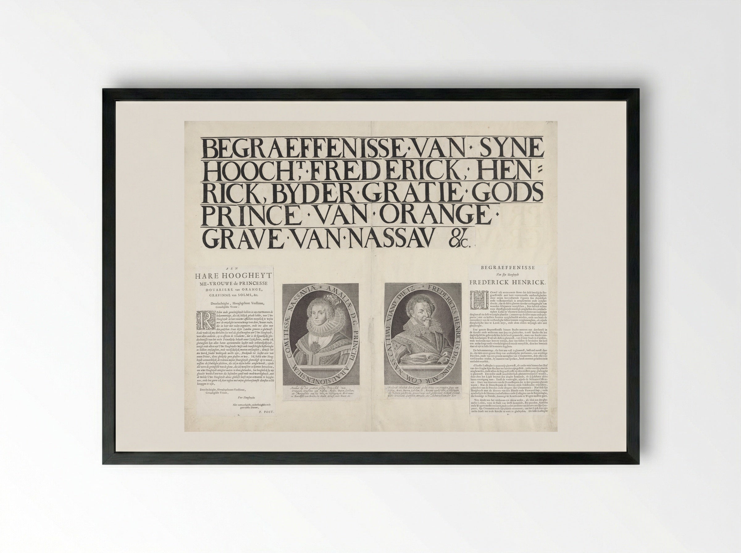 Title Page for the Funeral Procession of Frederik Hendrik - Pieter Jansz. Post - Framed Print Black