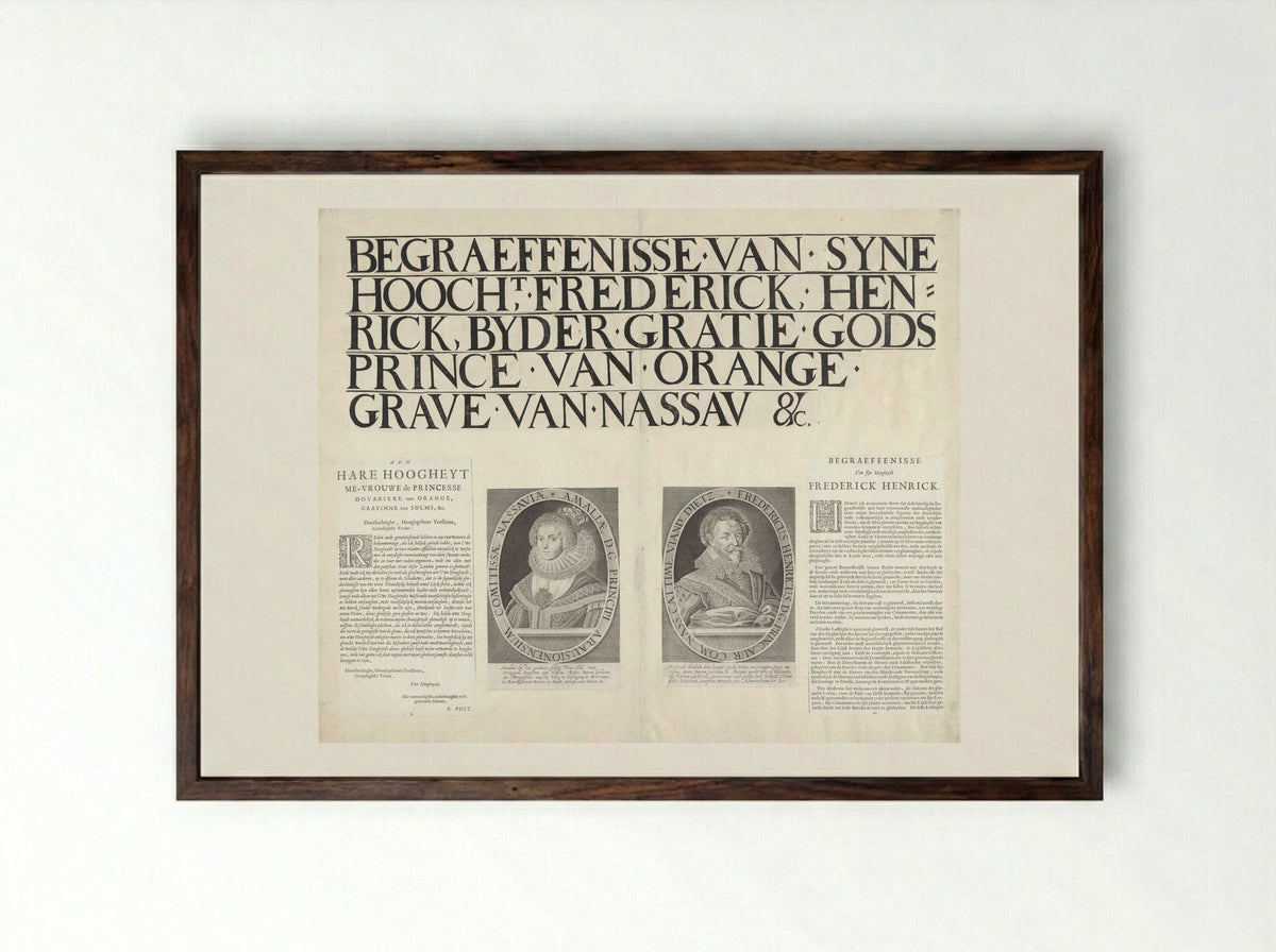 Title Page for the Funeral Procession of Frederik Hendrik - Pieter Jansz. Post - Framed Print Dark Wood