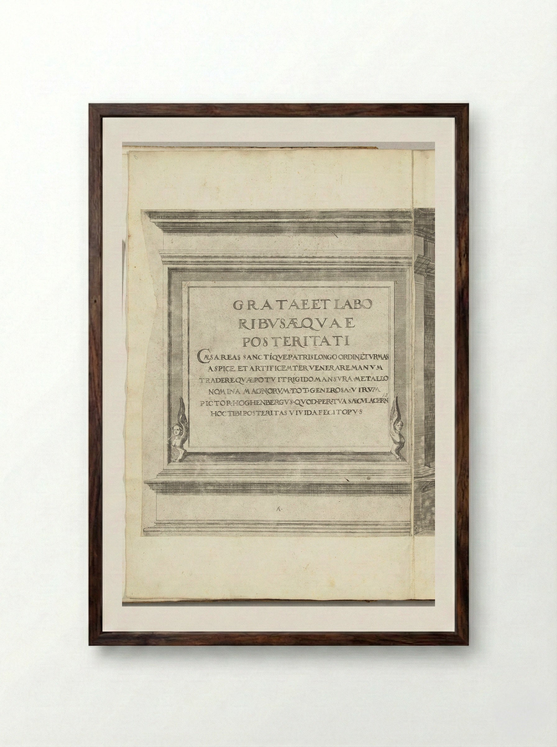 Title Page for the Procession of Charles V - Nicolaas Hogenberg - Framed Print Dark Wood