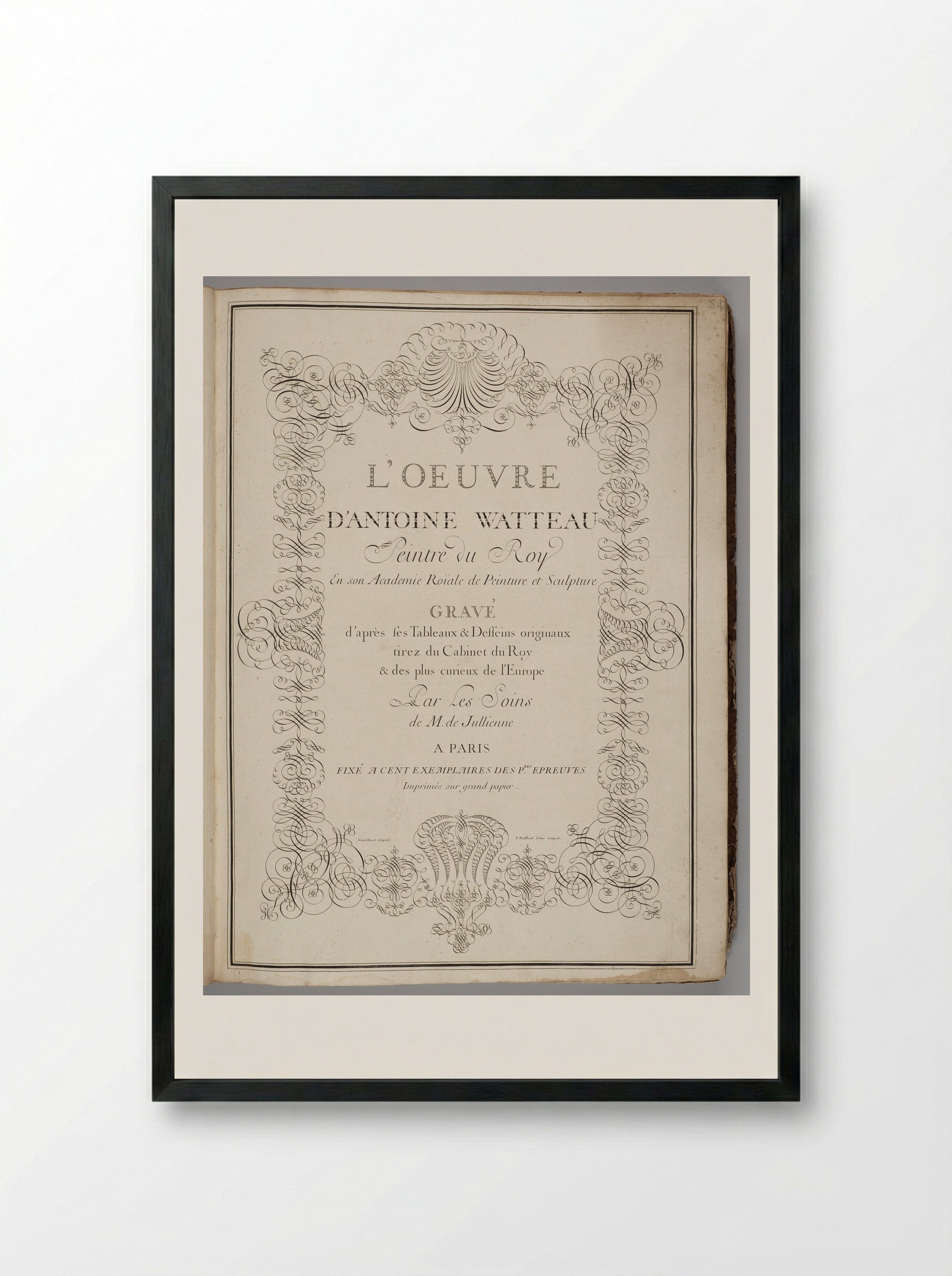 Title Page of L'Oeuvre d'Antoine Watteau - Jean-Antoine Watteau - Framed Print Black