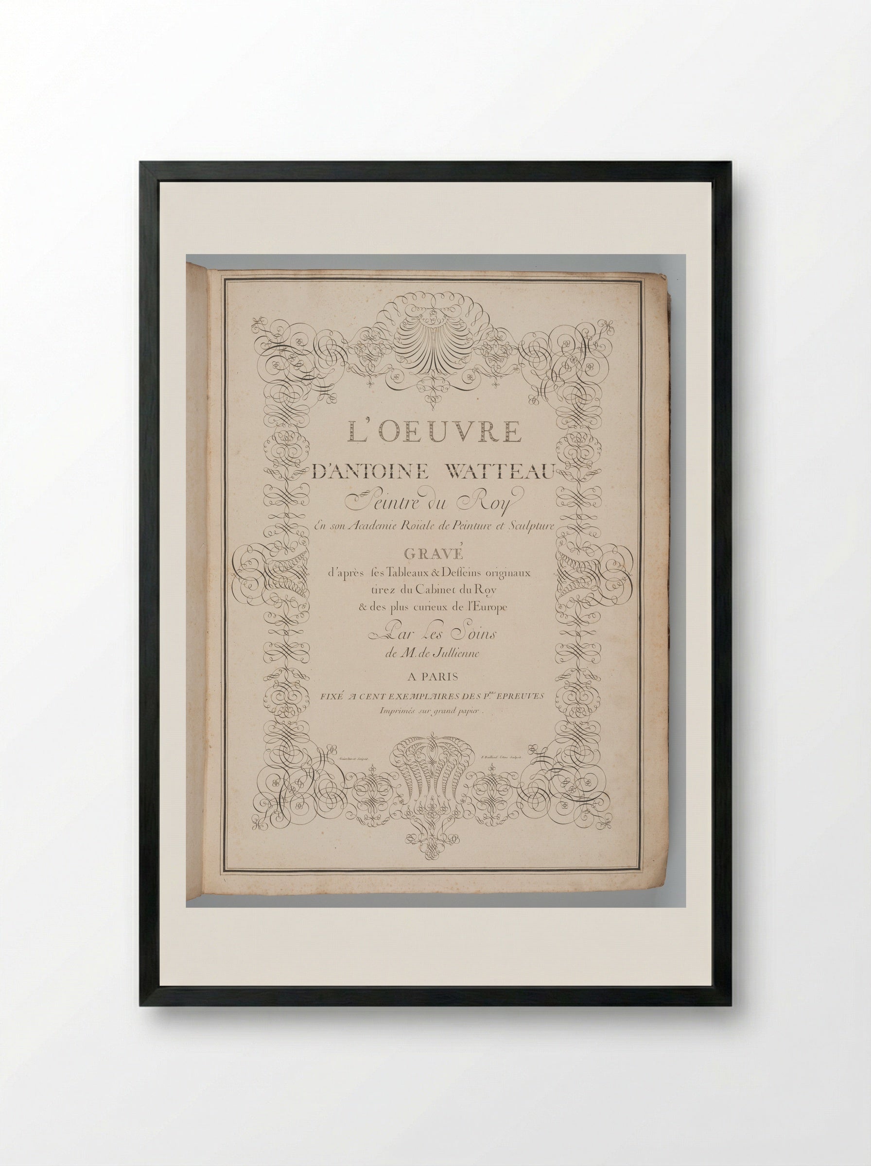 Title Page of L'Oeuvre d'Antoine Watteau - Jean-Antoine Watteau - Framed Print Black