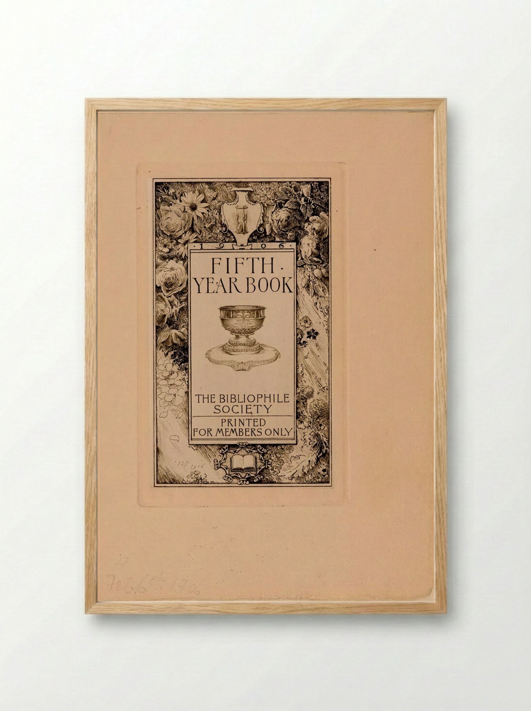 Title Page of the Bibliophile Society, Fifth Year Book - Sidney L. Smith - Framed Print Wood