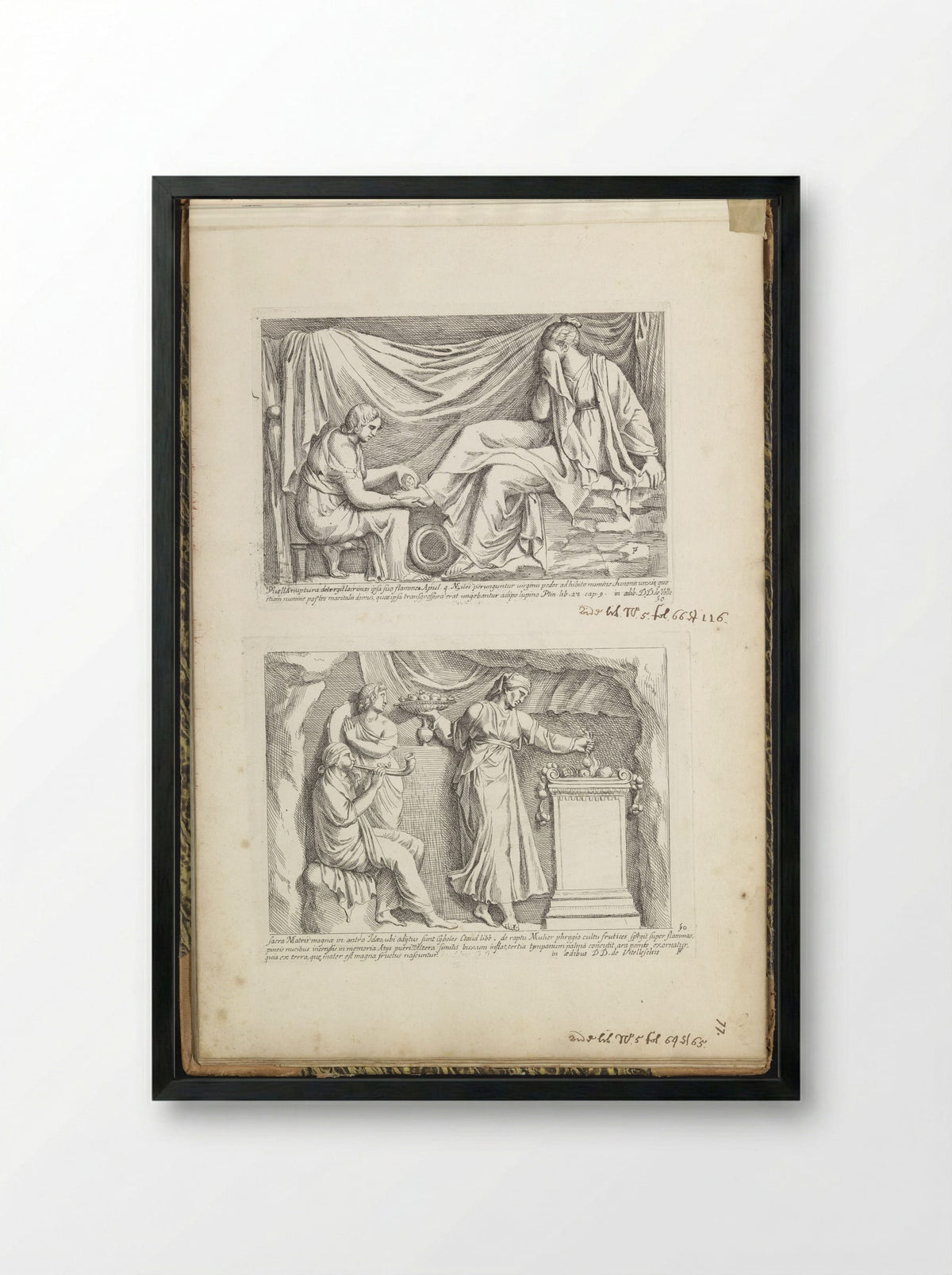 Title Page with Cartouche, Eagles, Dragons and a Crowned Coat of Arms - Giovanni Lanfranco - Framed Print Black