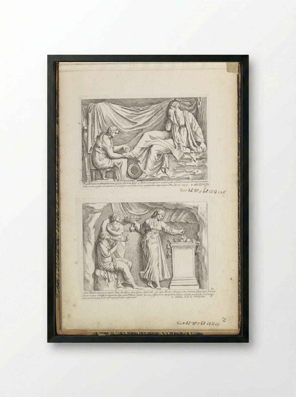 Title Page with Cartouche, Eagles, Dragons and a Crowned Coat of Arms - Giovanni Lanfranco - Framed Print Black