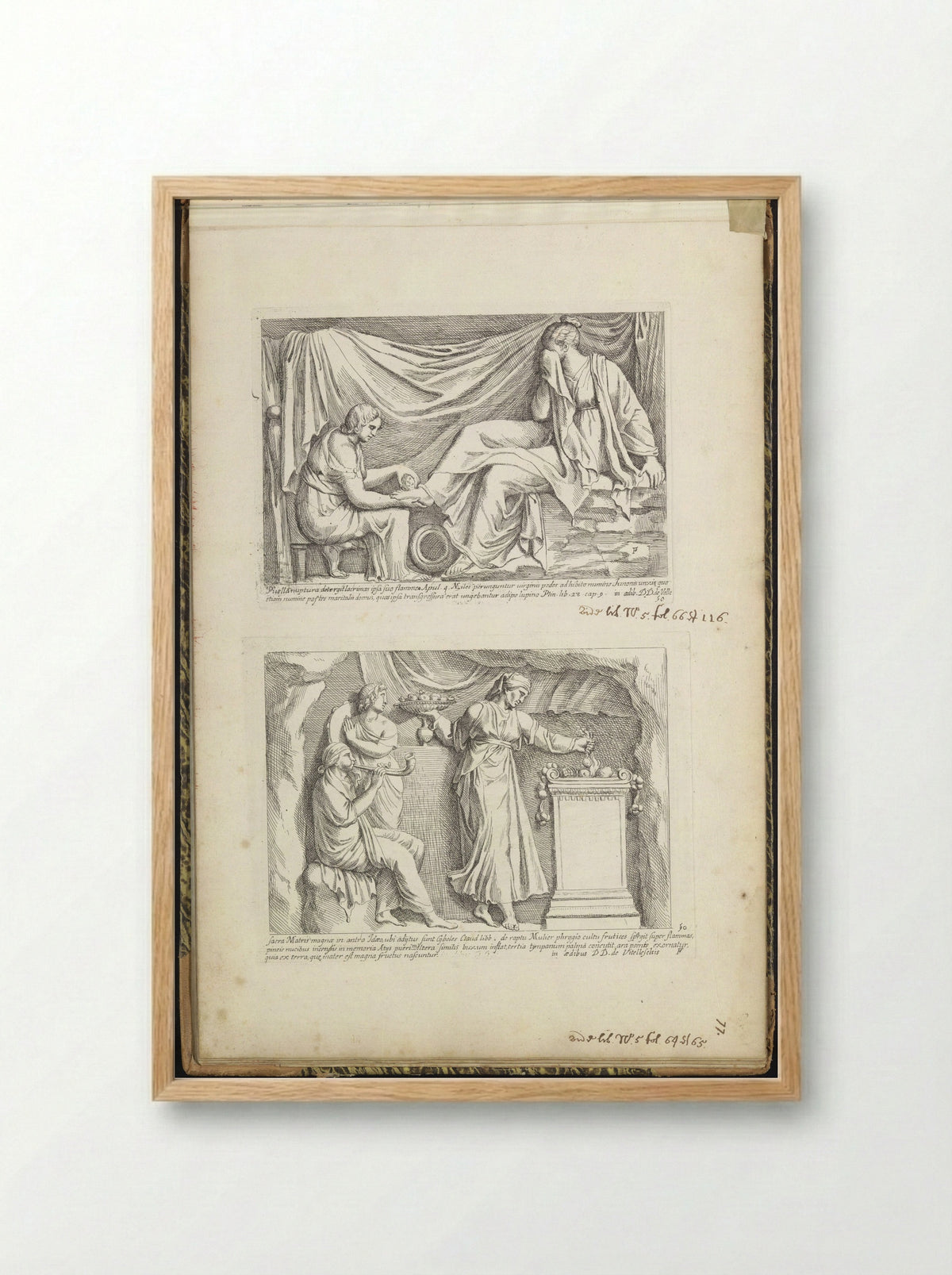 Title Page with Cartouche, Eagles, Dragons and a Crowned Coat of Arms - Giovanni Lanfranco - Framed Print Wood
