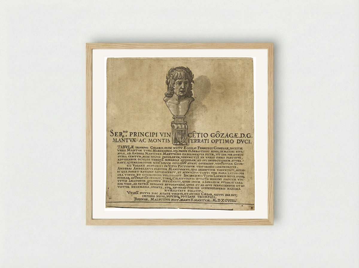 Title Page with Portrait of Andrea Mantegna - Andrea Andreani - Framed Print Wood