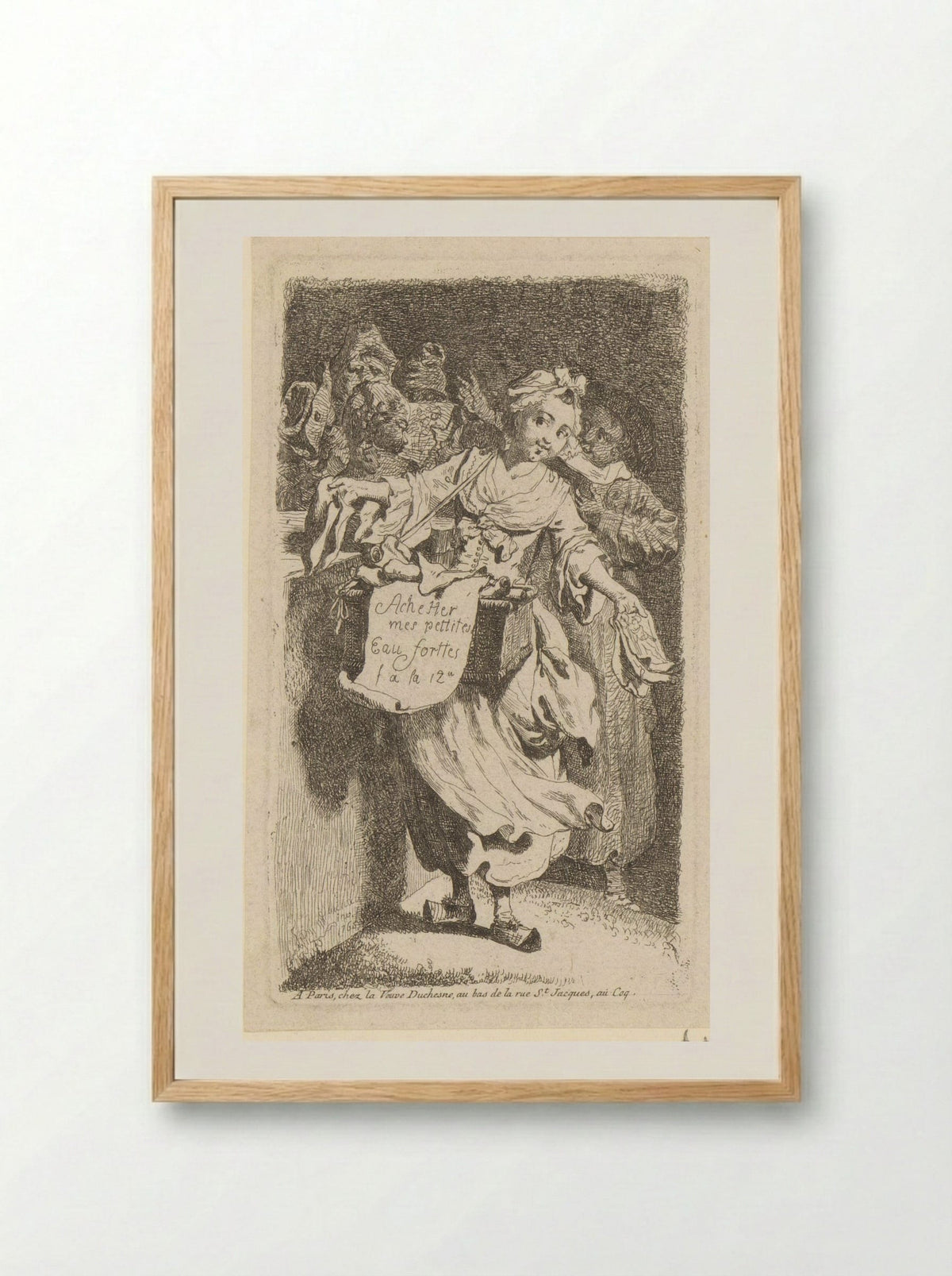 Title Page with a Print Seller - Johann Eleazar Schenau - Framed Print Wood