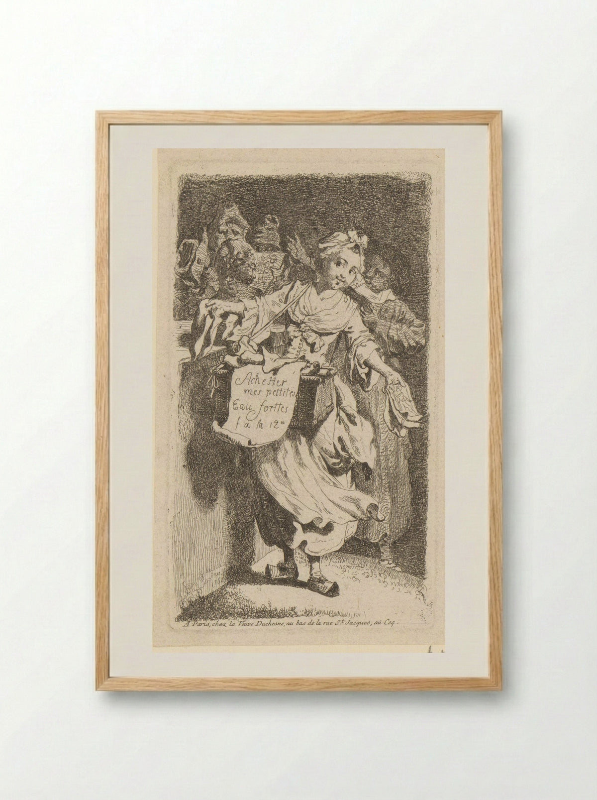Title Page with a Print Seller - Johann Eleazar Schenau - Framed Print Wood