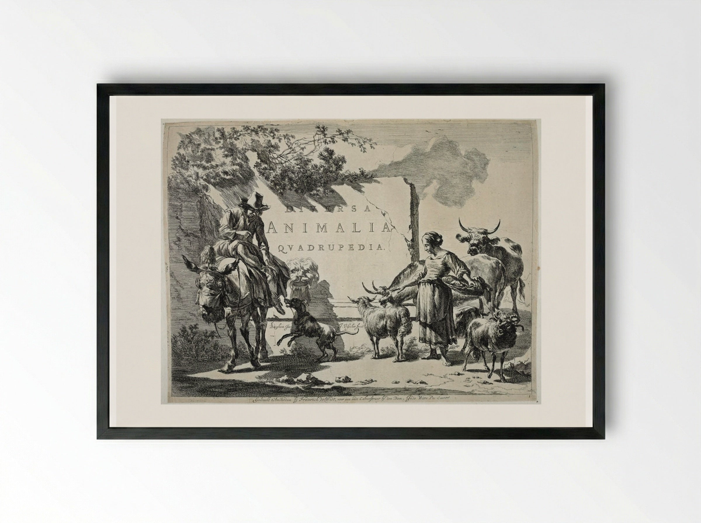 Title Page: A Fountain - Johannes Visscher - Framed Print Black